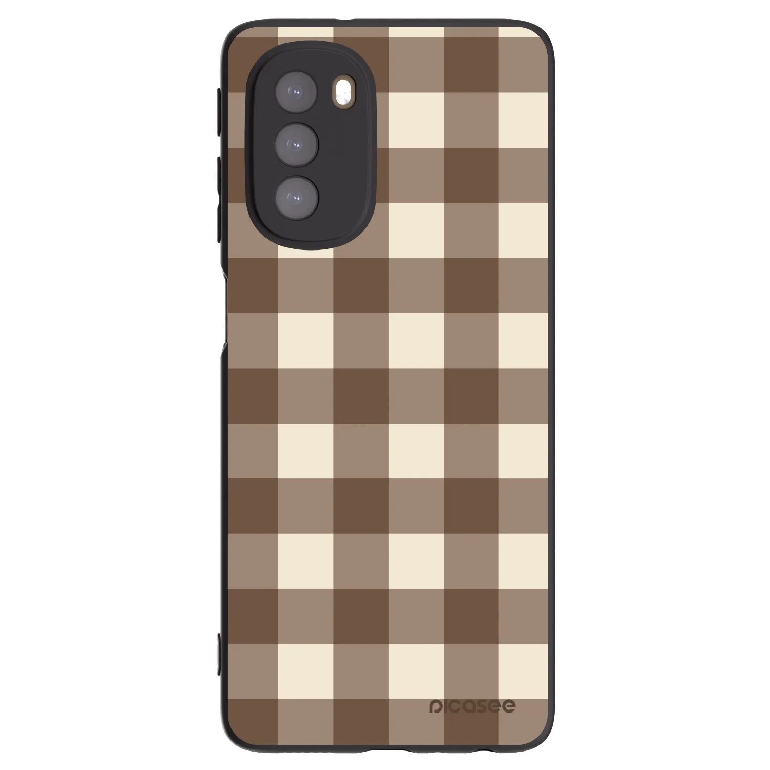 Picasee crna silikonska maskica za Motorola Moto G51 - Brown grid