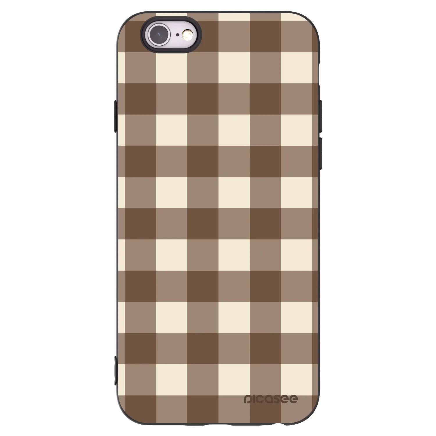 Picasee crna silikonska maskica za Apple iPhone 6/6S - Brown grid
