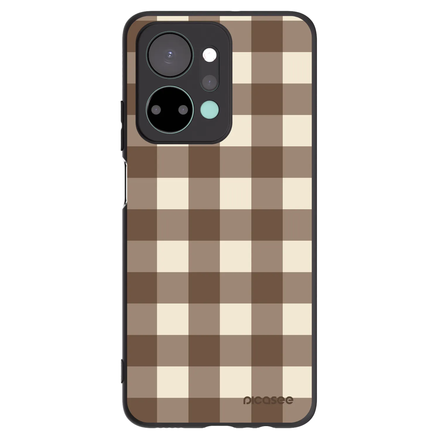 Picasee crna silikonska maskica za Honor X7a - Brown grid