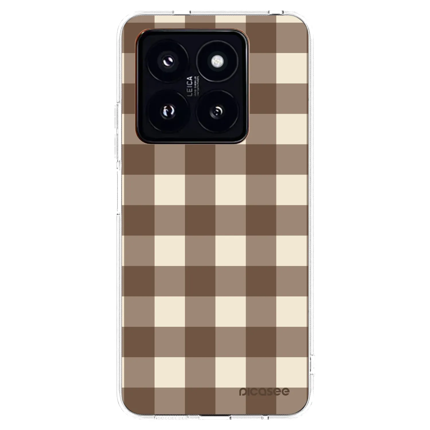 Picasee silikonska prozirna maskica za Xiaomi 14 Pro - Brown grid