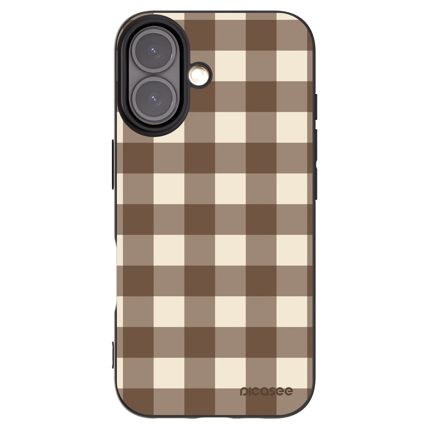 Picasee crna silikonska maskica za Apple iPhone 16 - Brown grid