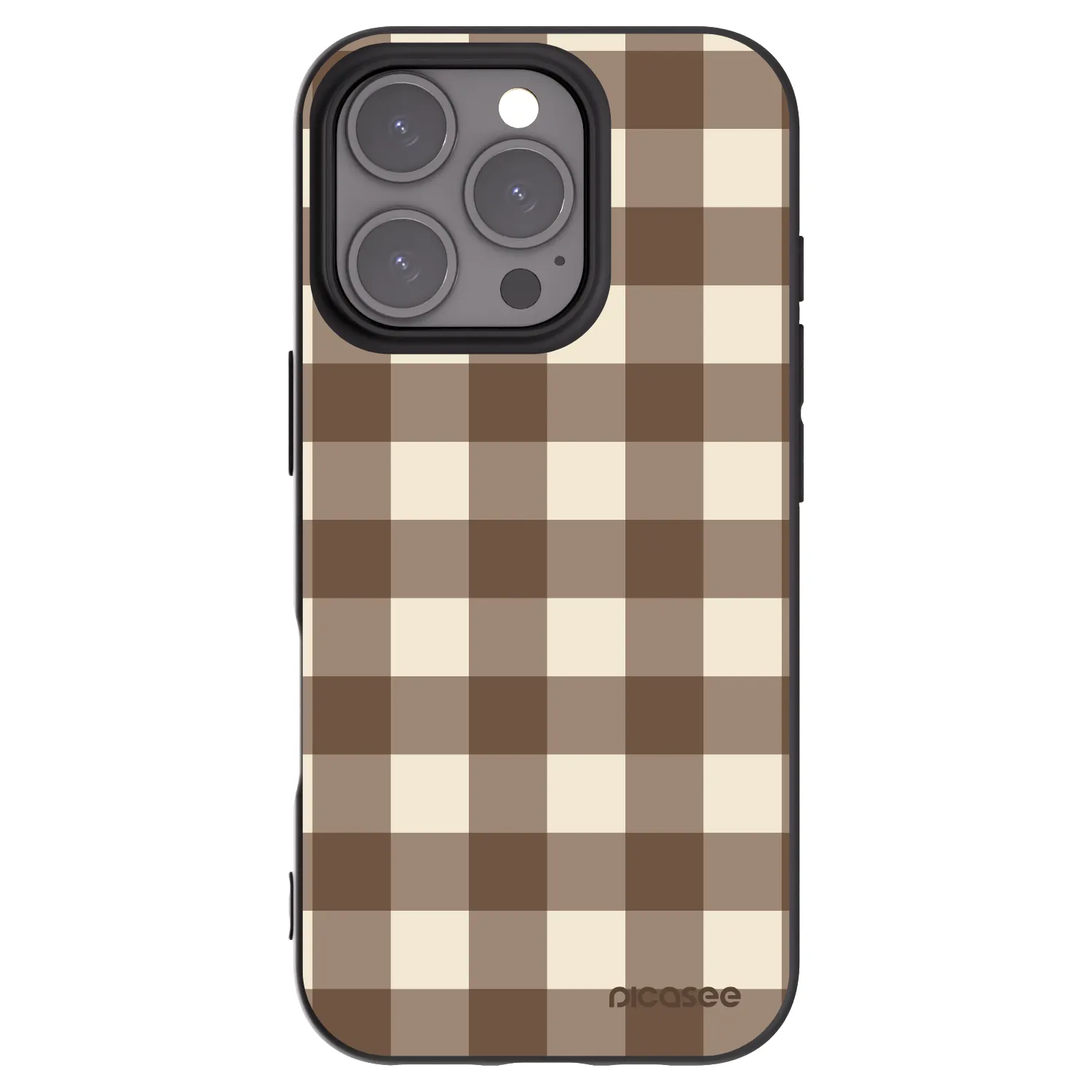 Picasee crna silikonska maskica za Apple iPhone 16 Pro - Brown grid