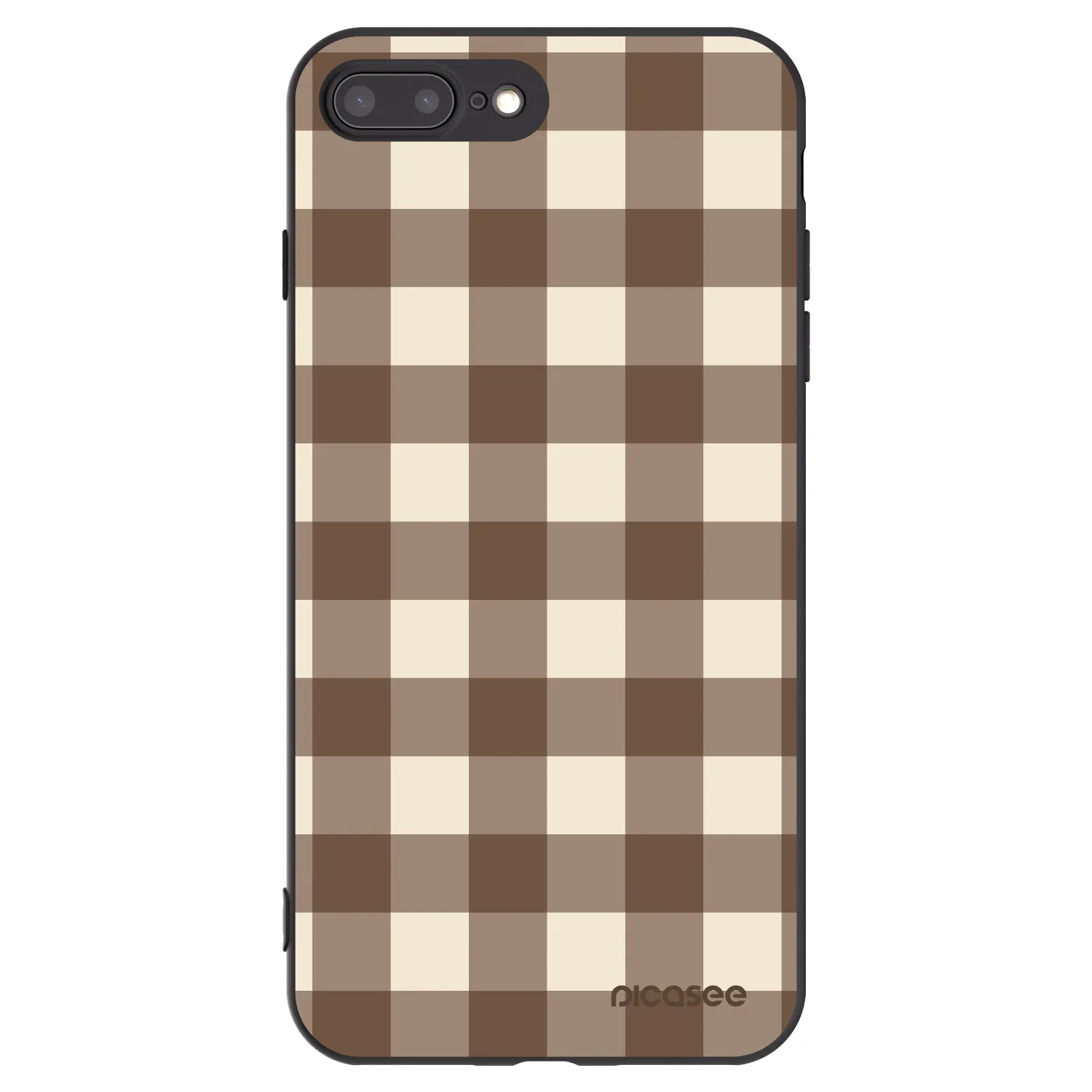Picasee crna silikonska maskica za Apple iPhone 7 Plus - Brown grid