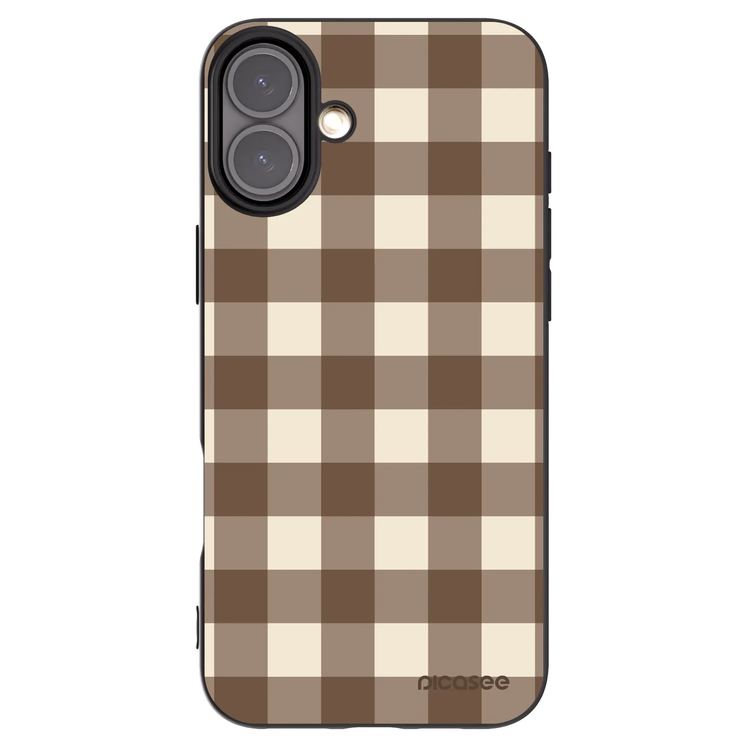 Picasee crna silikonska maskica za Apple iPhone 16 Plus - Brown grid