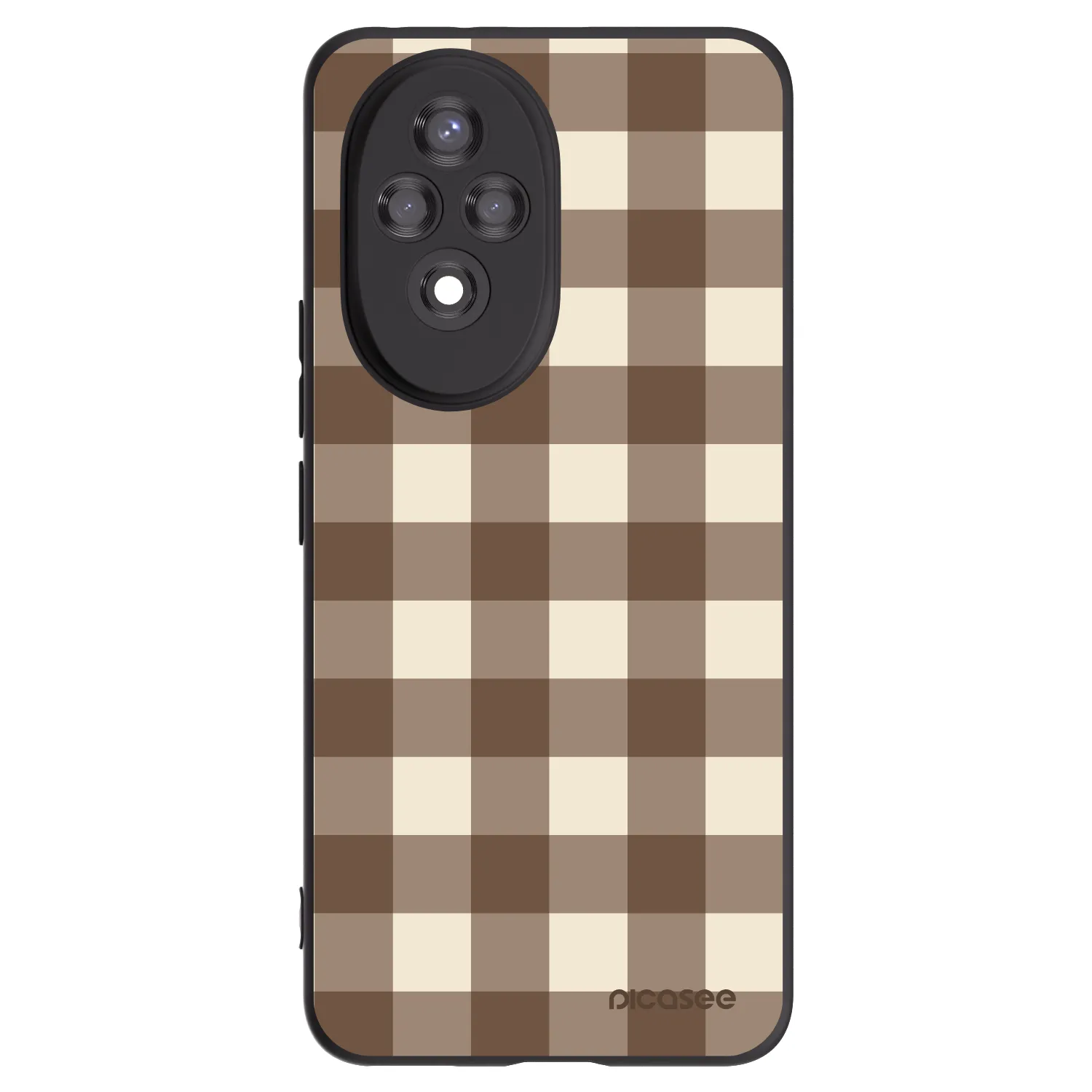 Picasee crna silikonska maskica za Honor 200 Pro 5G - Brown grid