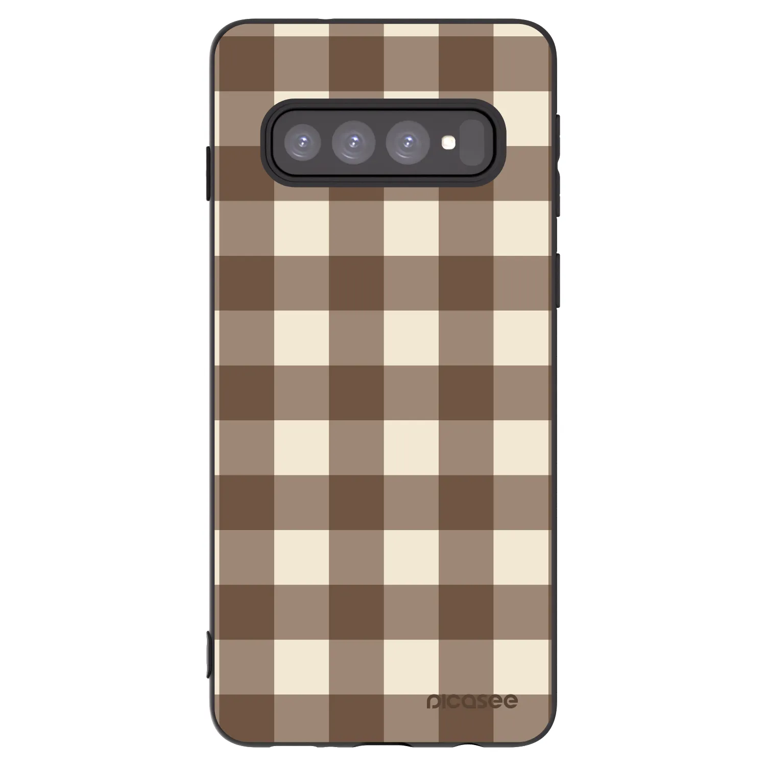 Picasee crna silikonska maskica za Samsung Galaxy S10 G973 - Brown grid