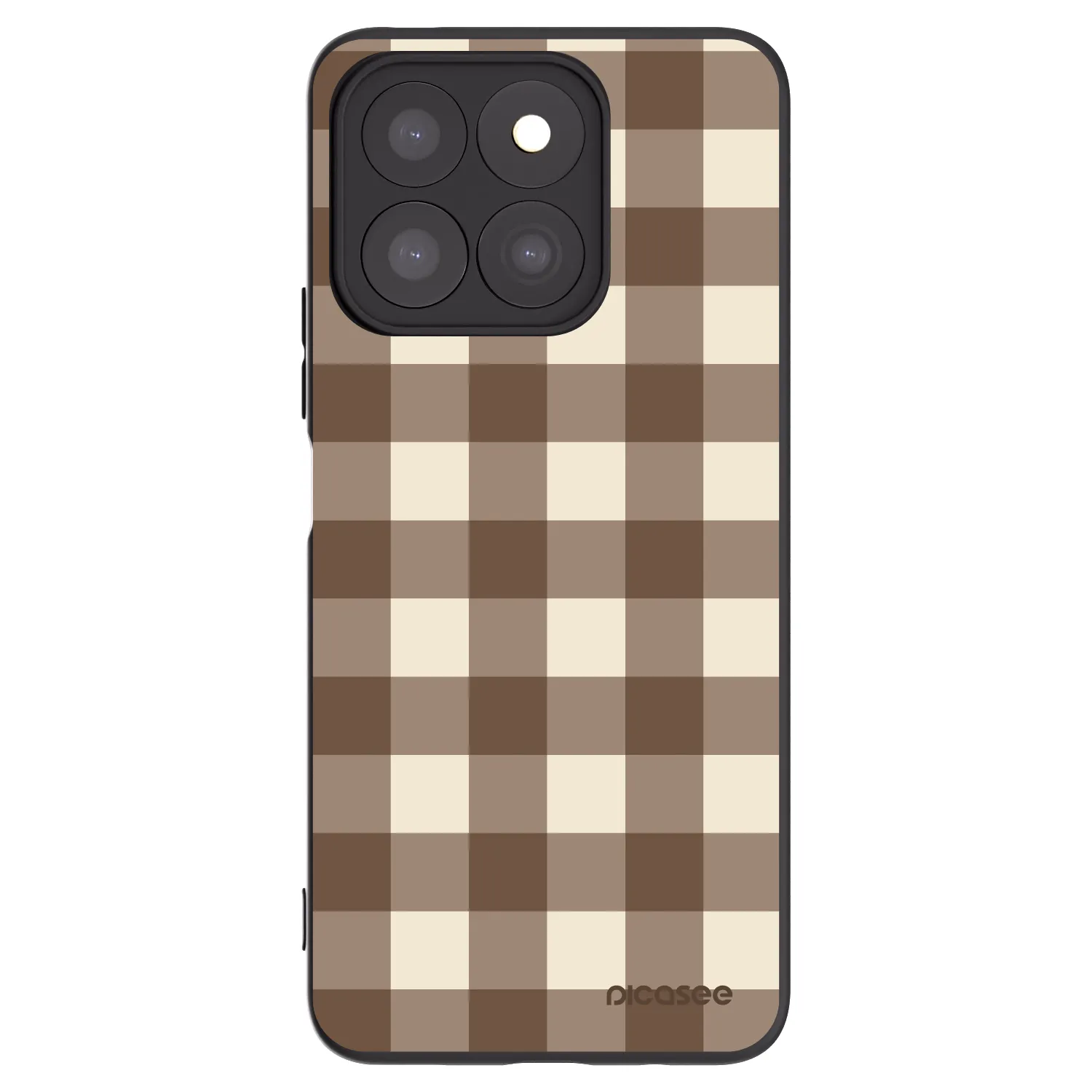 Picasee crna silikonska maskica za Honor X8c - Brown grid