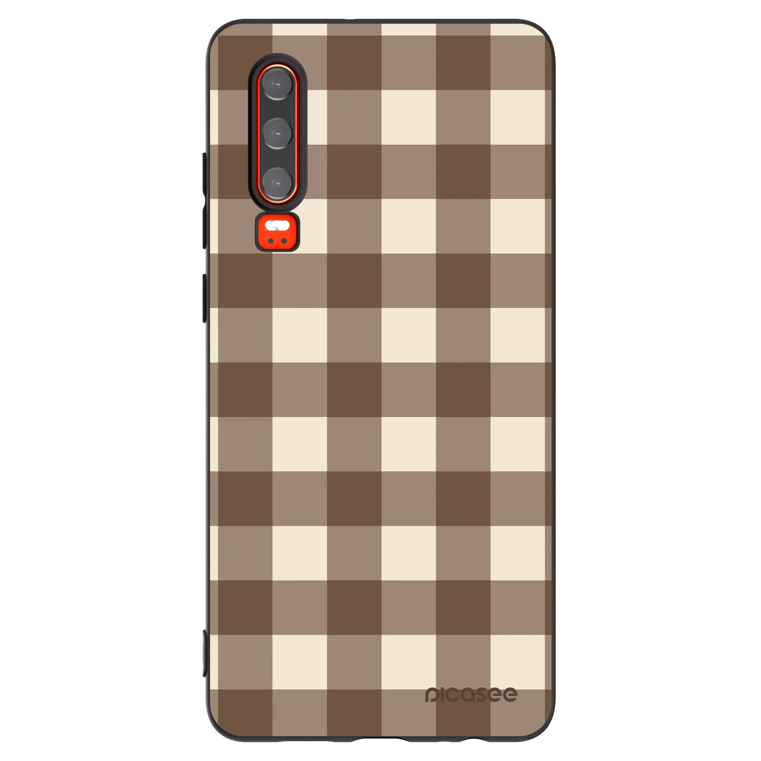 Picasee crna silikonska maskica za Huawei P30 - Brown grid