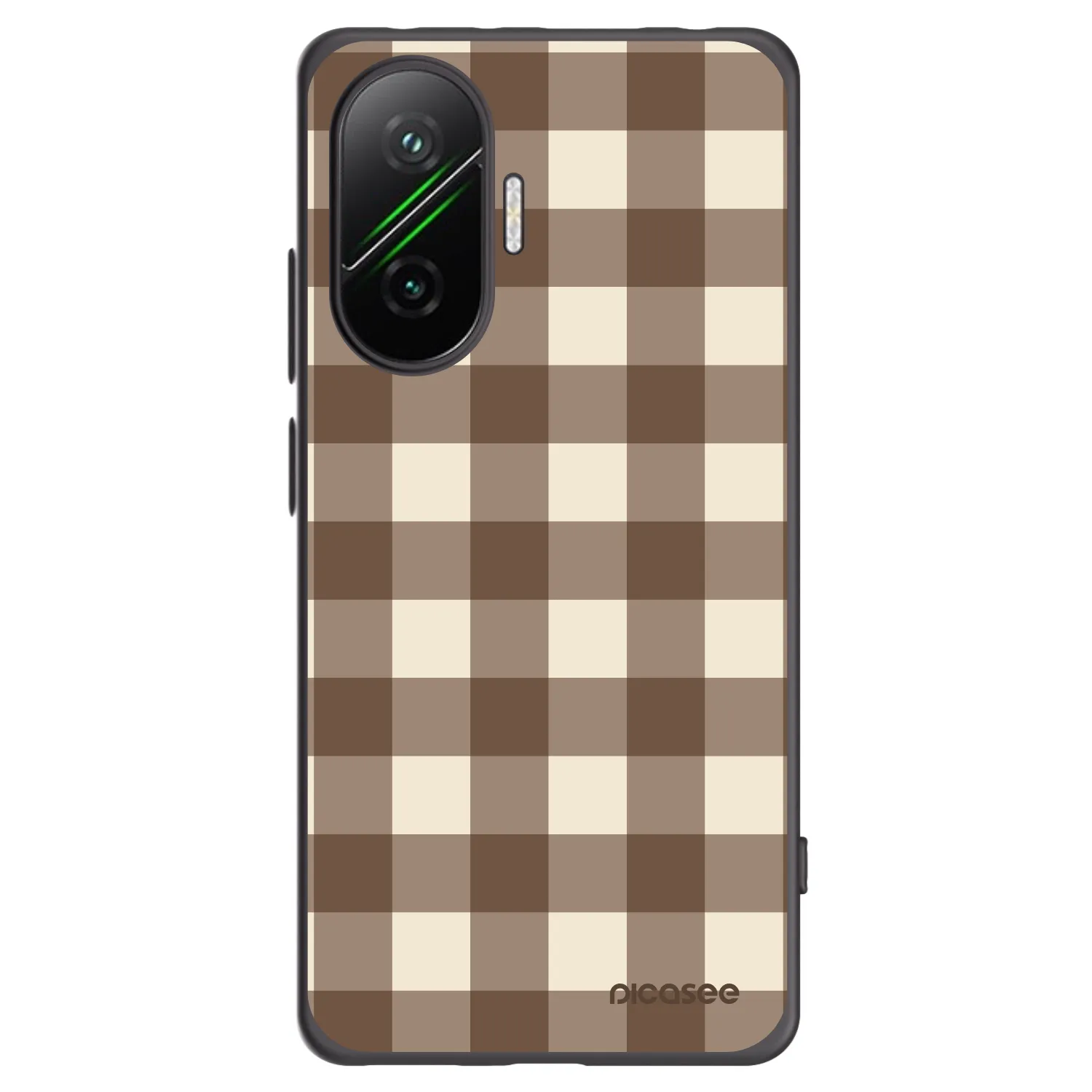 Picasee crna silikonska maskica za Xiaomi Poco F7 5G - Brown grid