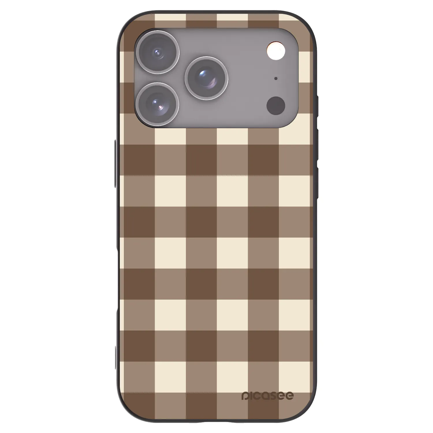 Picasee crna silikonska maskica za Apple iPhone 17 Pro - Brown grid