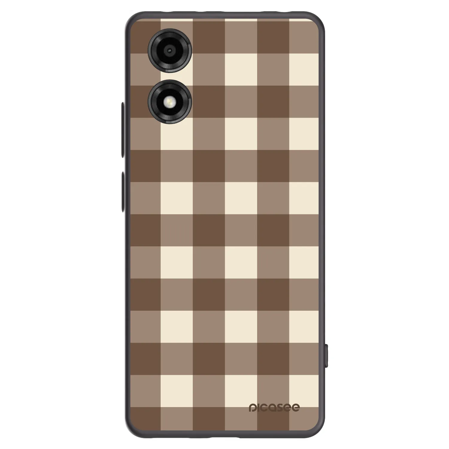 Picasee crna silikonska maskica za Motorola Moto E14 - Brown grid