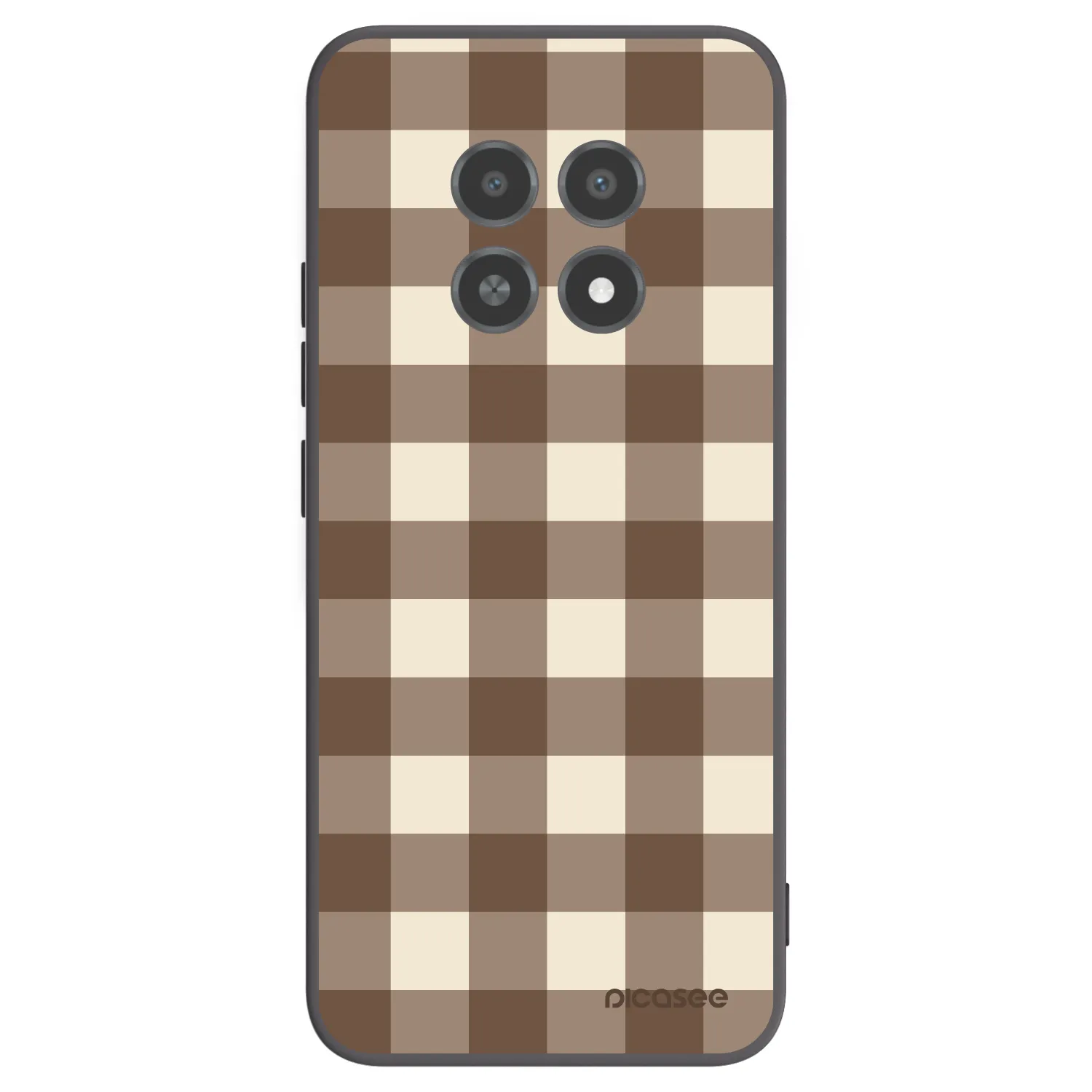 Picasee crna silikonska maskica za Realme 12X - Brown grid