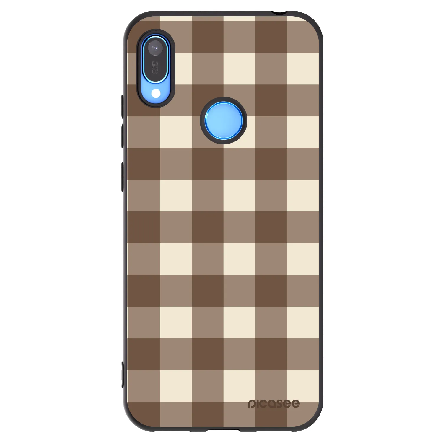 Picasee crna silikonska maskica za Huawei Y6 2019 - Brown grid