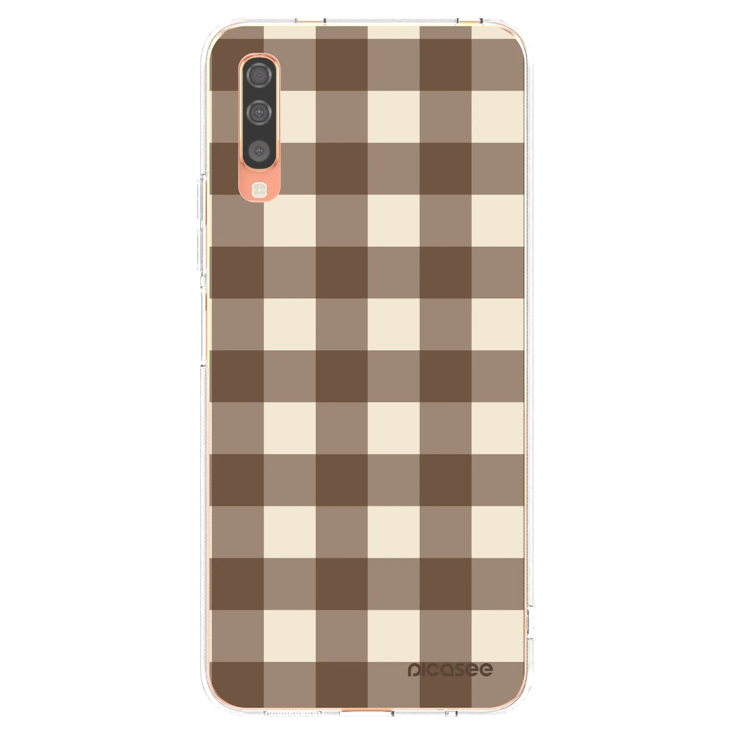 Picasee silikonska prozirna maskica za Samsung Galaxy A70 A705F - Brown grid