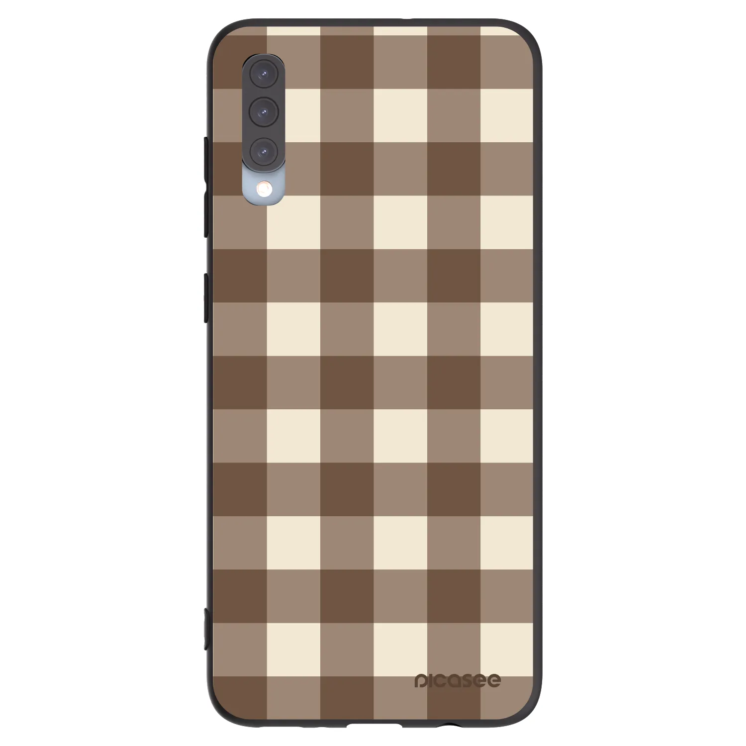 Picasee crna silikonska maskica za Samsung Galaxy A70 A705F - Brown grid