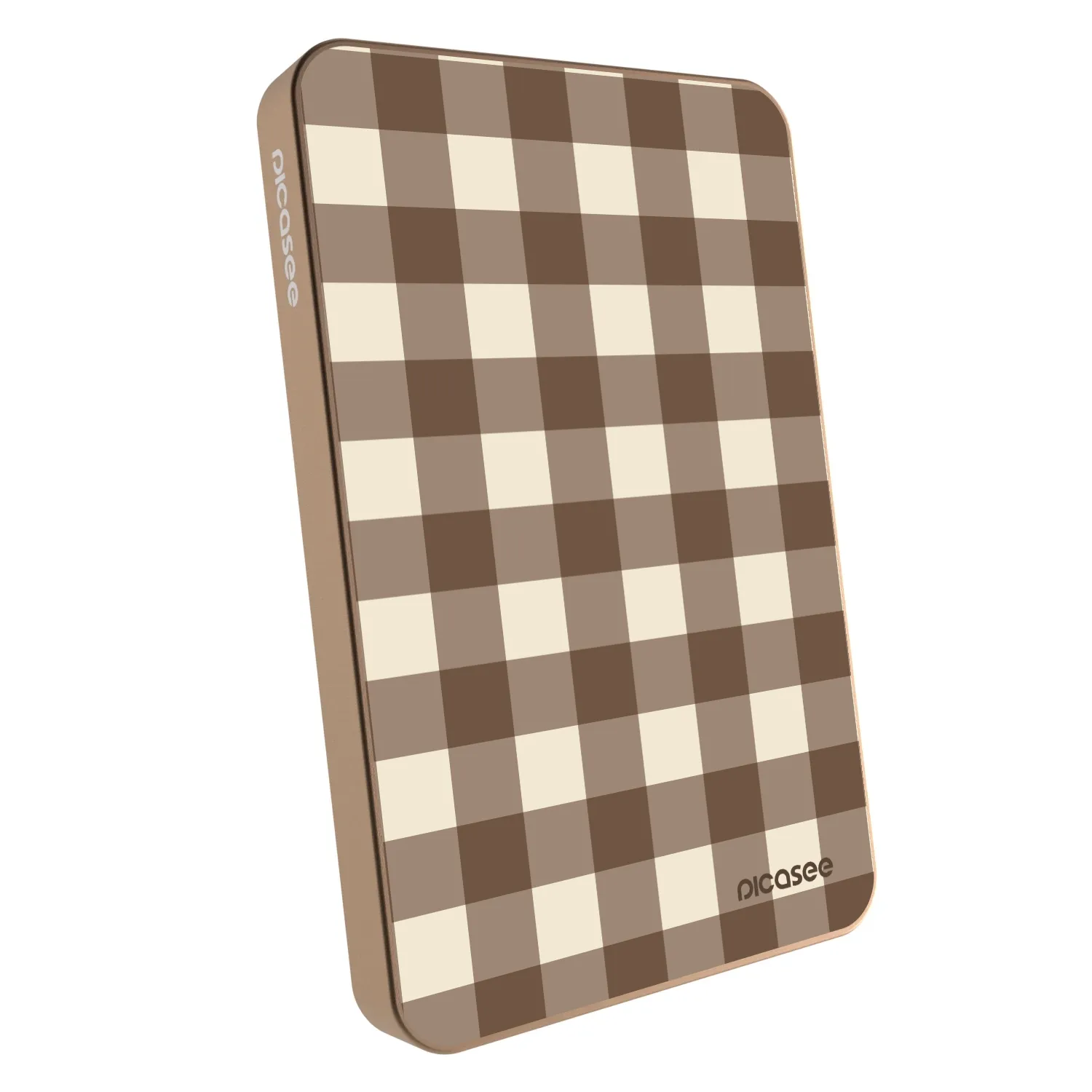 Picasee Prijenosni punjač s MagSafe 5 000 mAh Zlatni - Brown grid