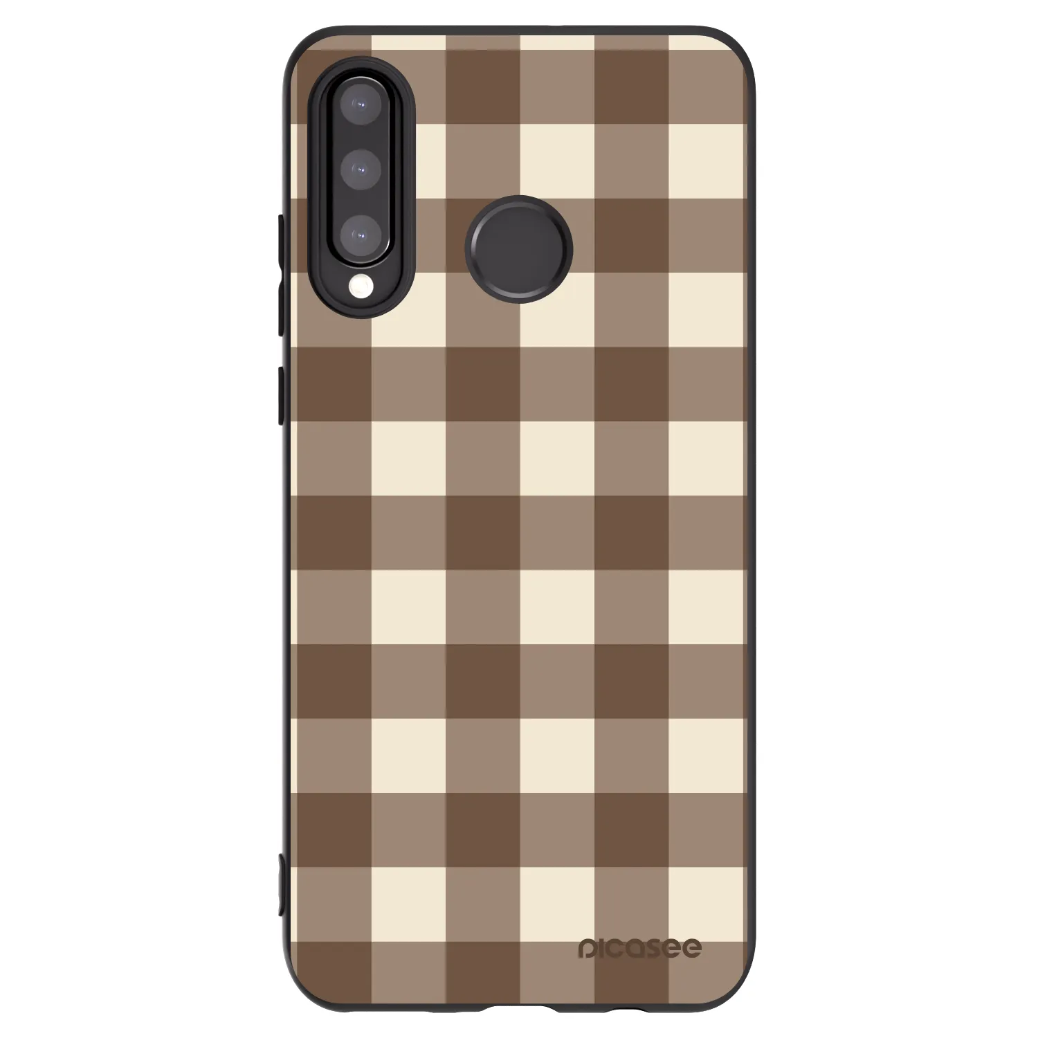 Picasee crna silikonska maskica za Huawei P30 Lite - Brown grid