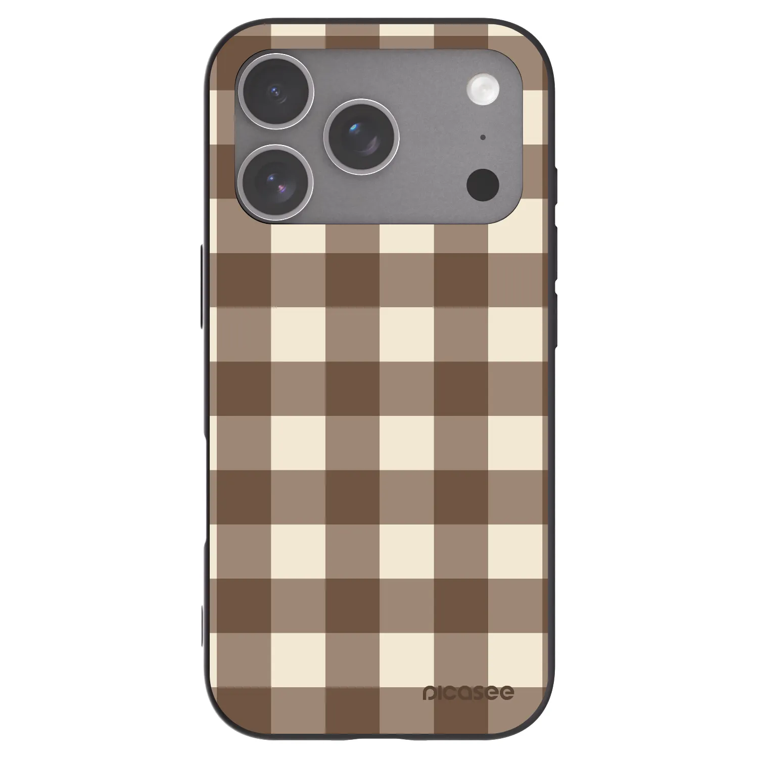 Picasee crna silikonska maskica za Apple iPhone 18 Pro - Brown grid