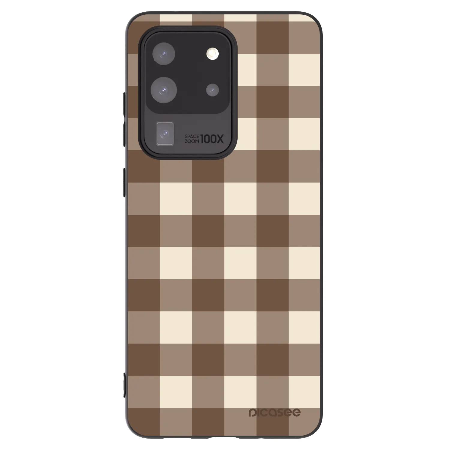 Picasee crna silikonska maskica za Samsung Galaxy S20 Ultra 5G G988F - Brown grid