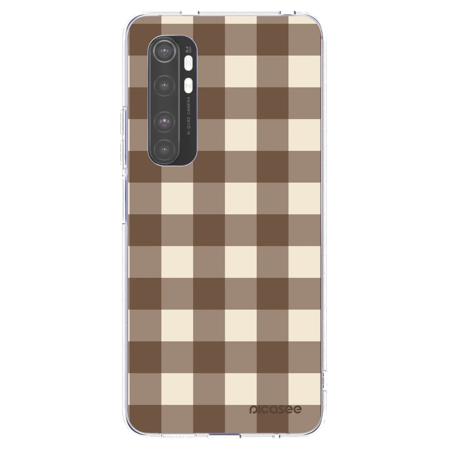 Picasee silikonska prozirna maskica za Xiaomi Mi Note 10 Lite - Brown grid