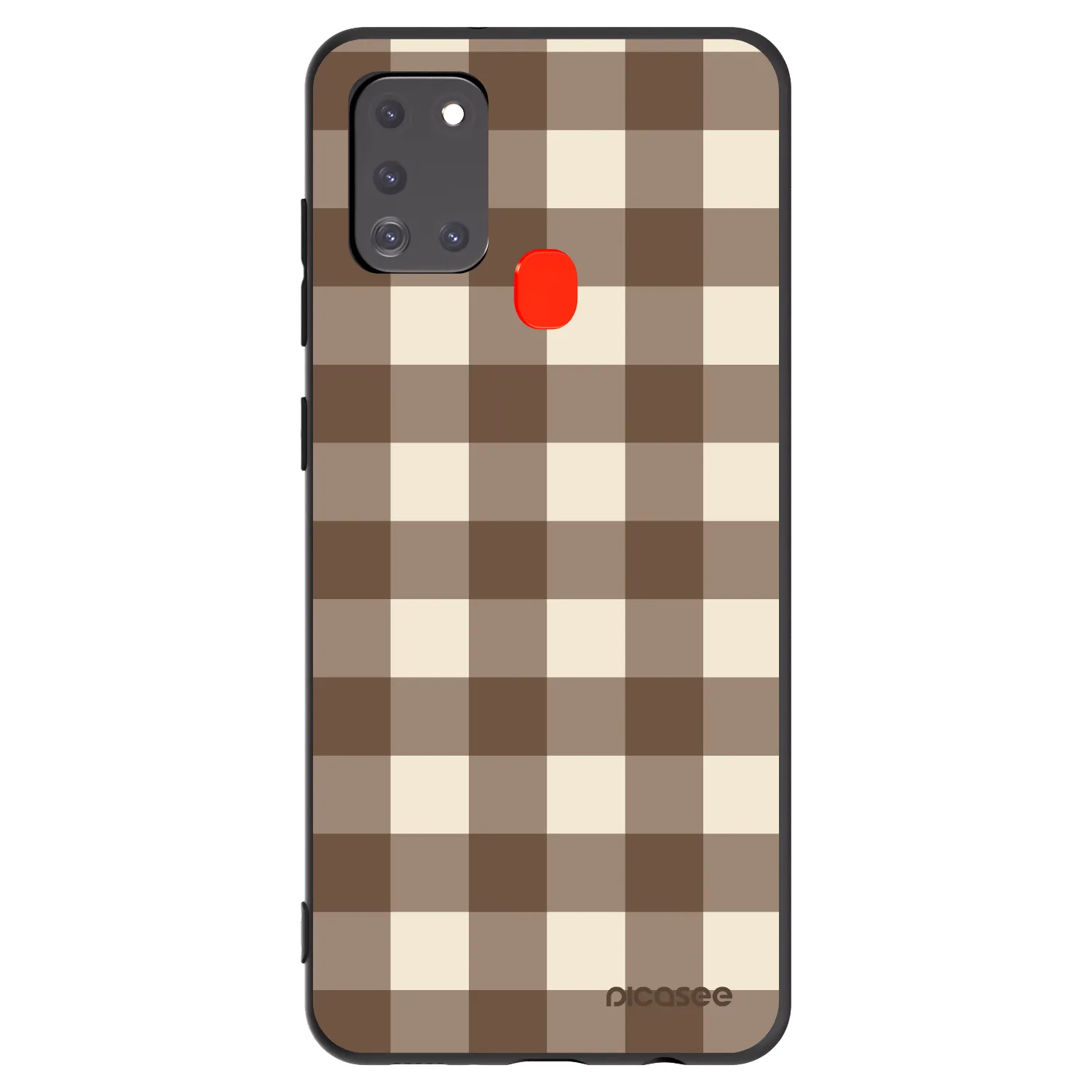 Picasee crna silikonska maskica za Samsung Galaxy A21s - Brown grid