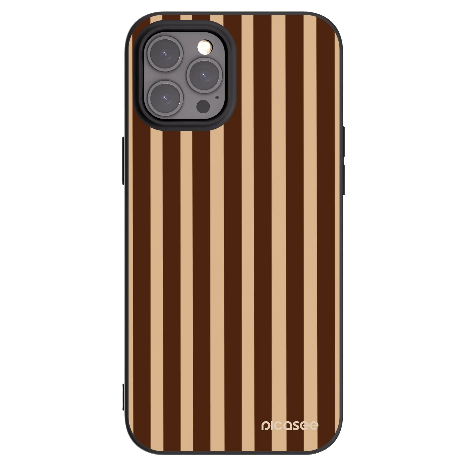 Picasee crna silikonska maskica za Apple iPhone 12 Pro Max - Brown lines