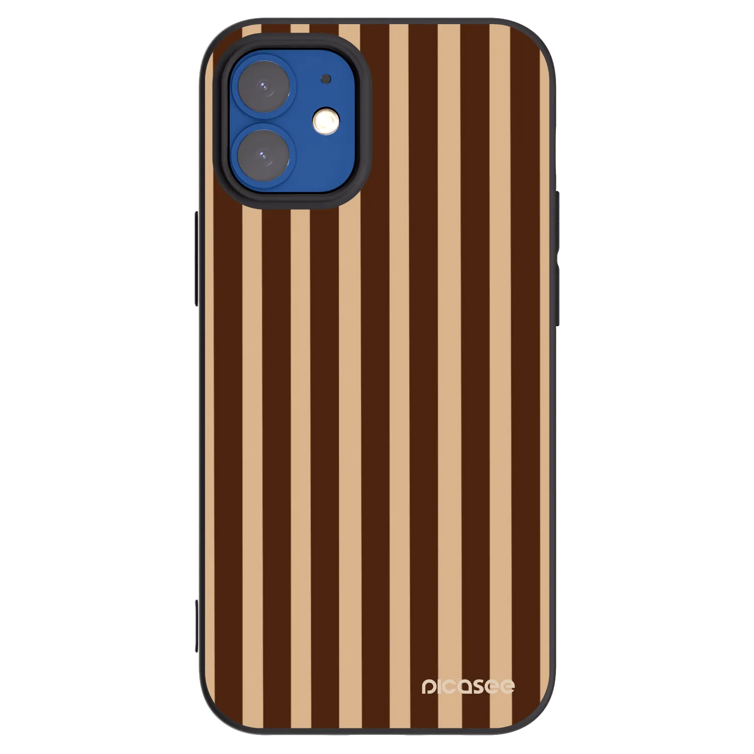 Picasee crna silikonska maskica za Apple iPhone 12 mini - Brown lines
