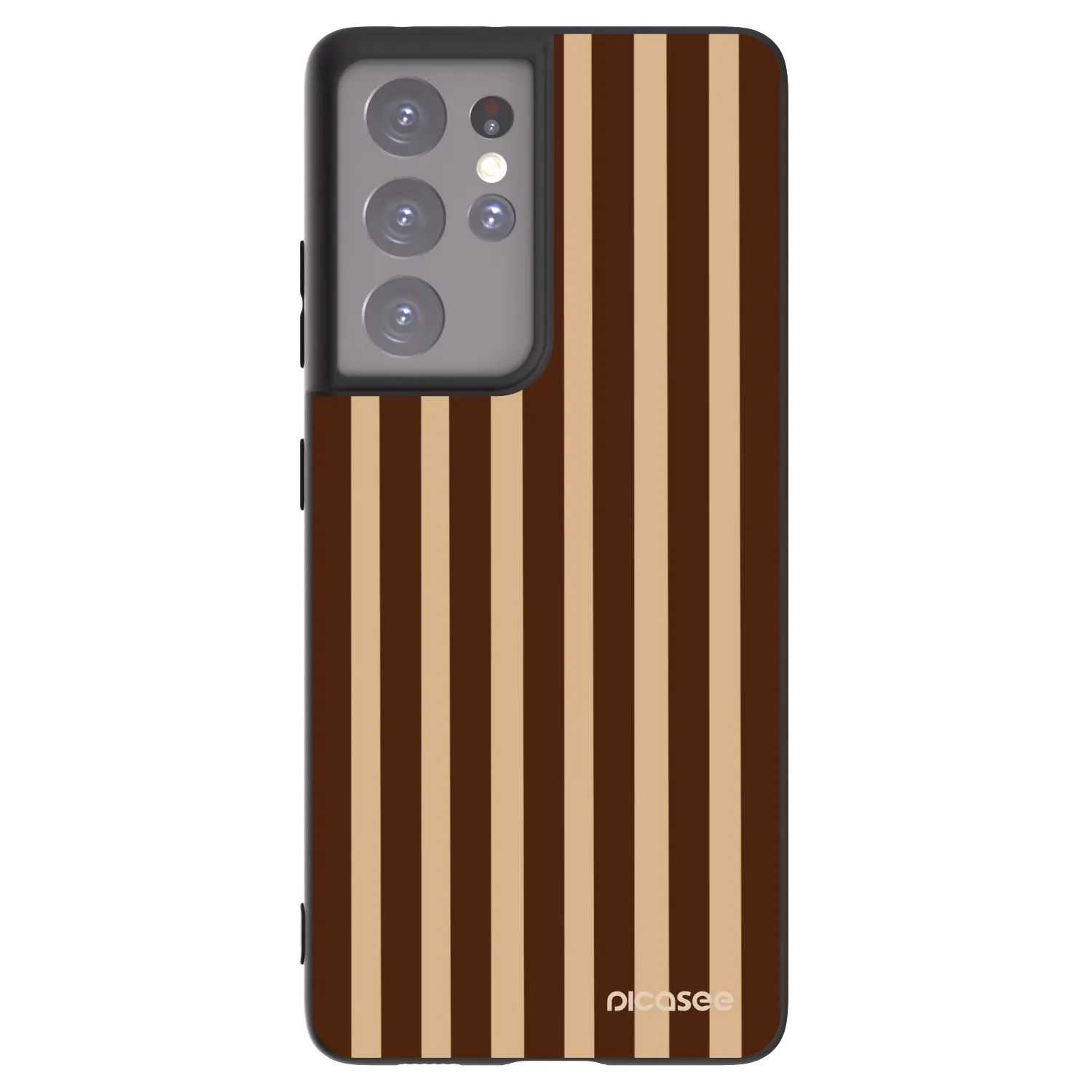 Picasee crna silikonska maskica za Samsung Galaxy S21 Ultra 5G G998B - Brown lines