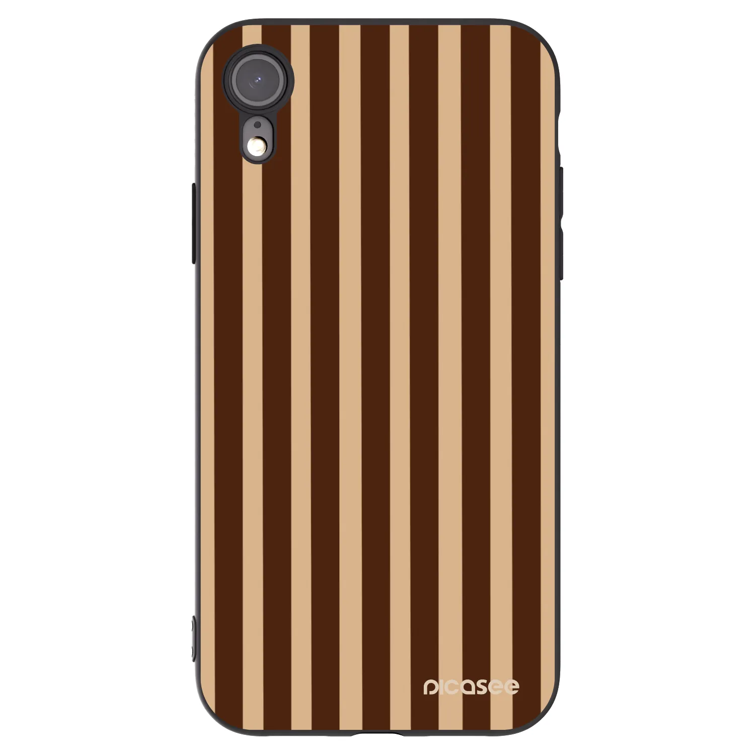 Picasee crna silikonska maskica za Apple iPhone XR - Brown lines