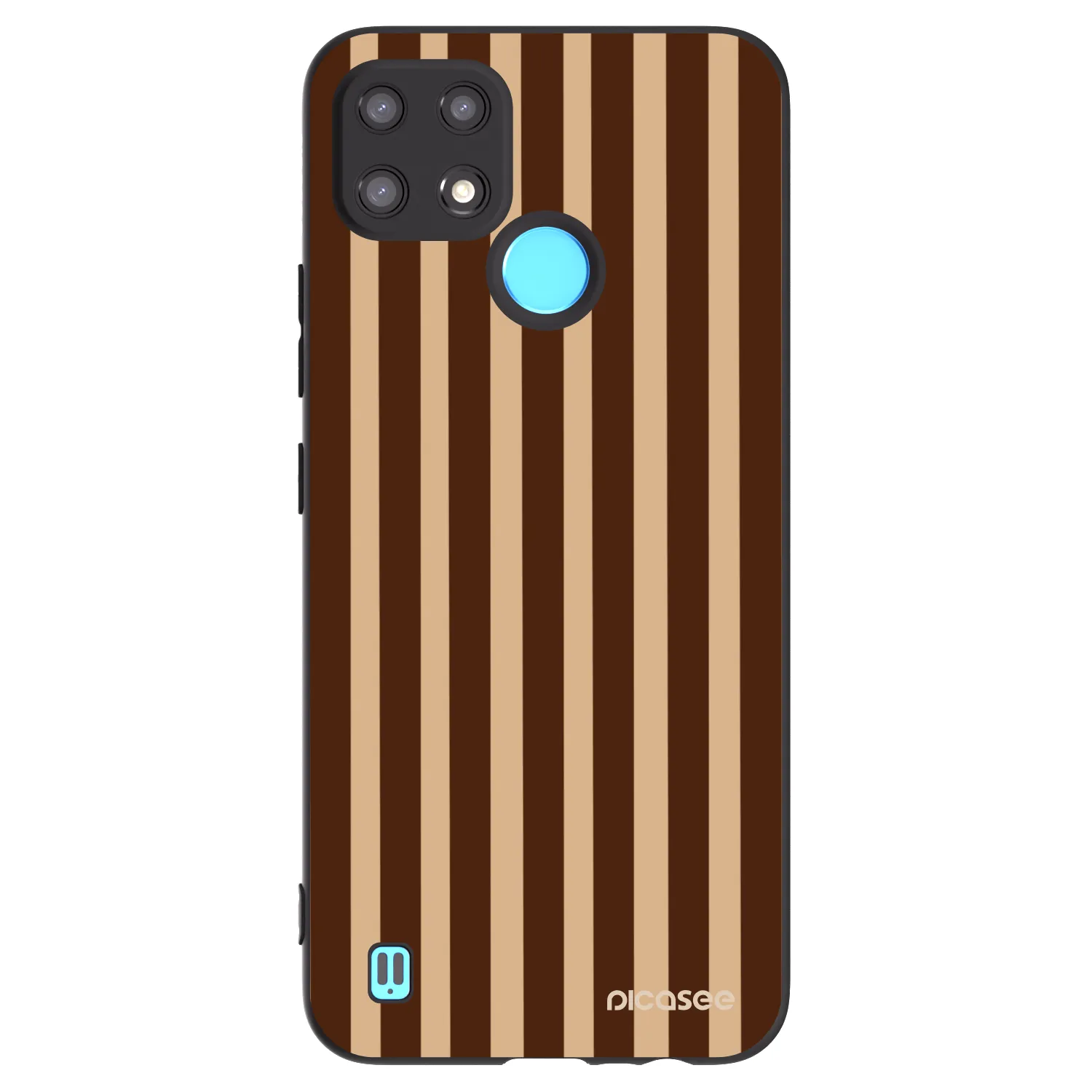 Picasee crna silikonska maskica za Realme C21 - Brown lines