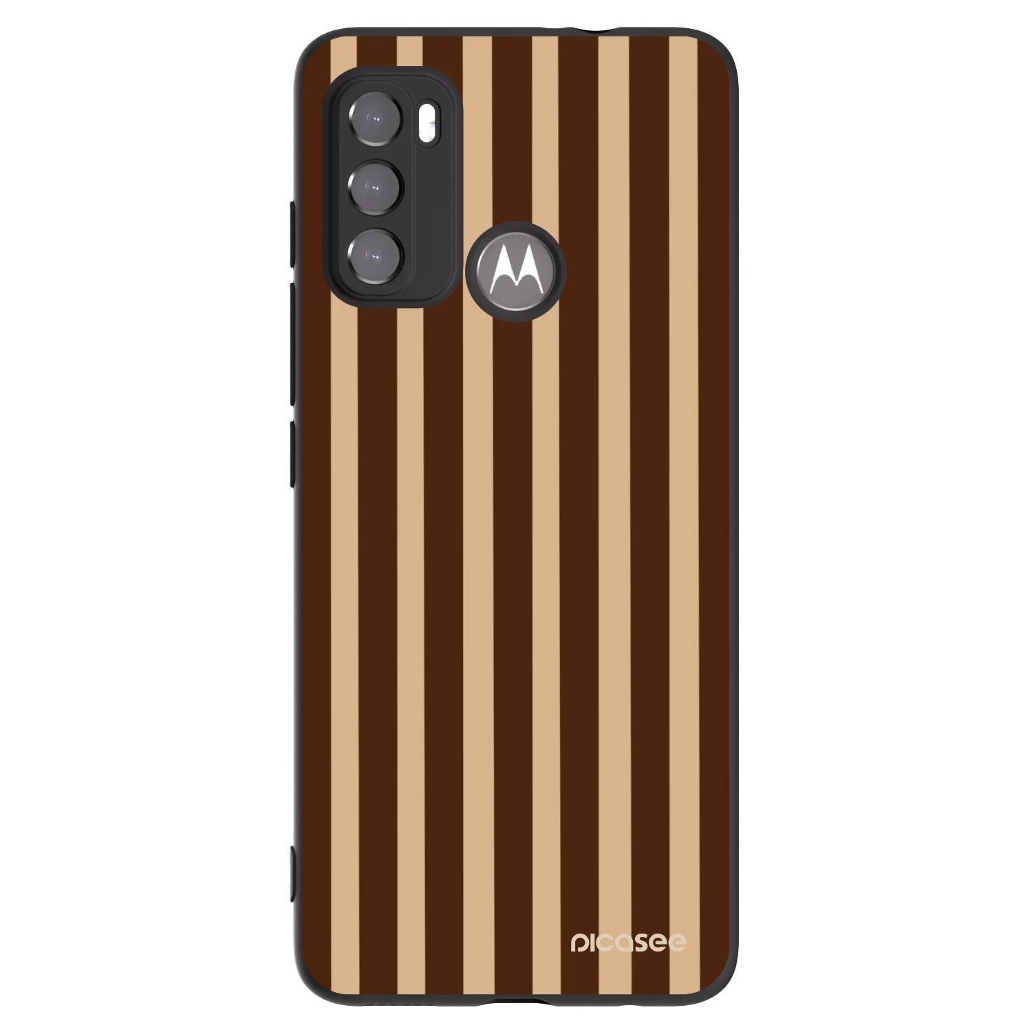 Picasee crna silikonska maskica za Motorola Moto G60 - Brown lines