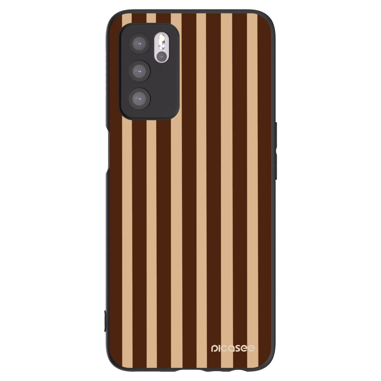 Picasee crna silikonska maskica za OPPO A16 - Brown lines
