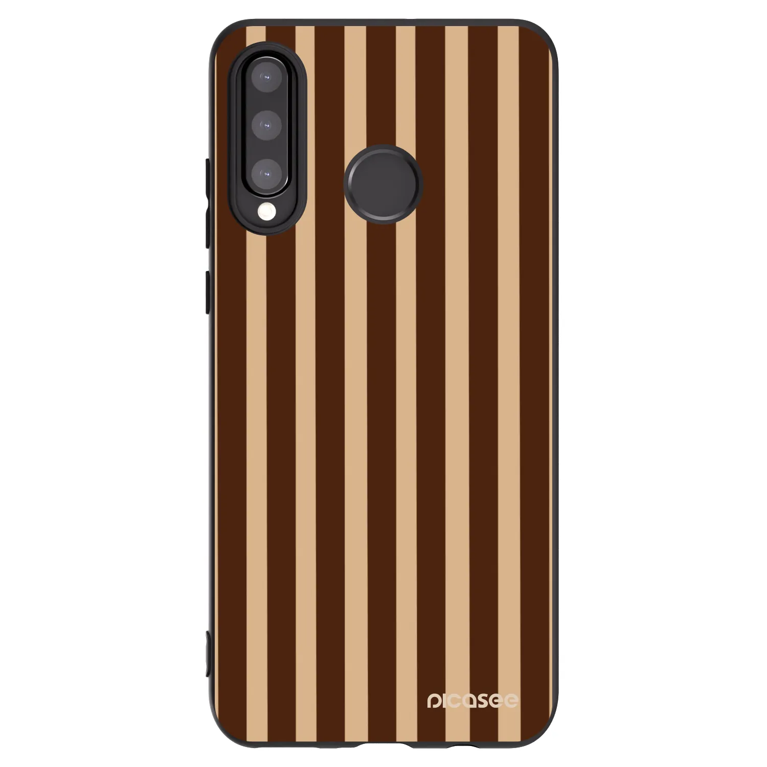 Picasee crna silikonska maskica za Huawei P30 Lite - Brown lines