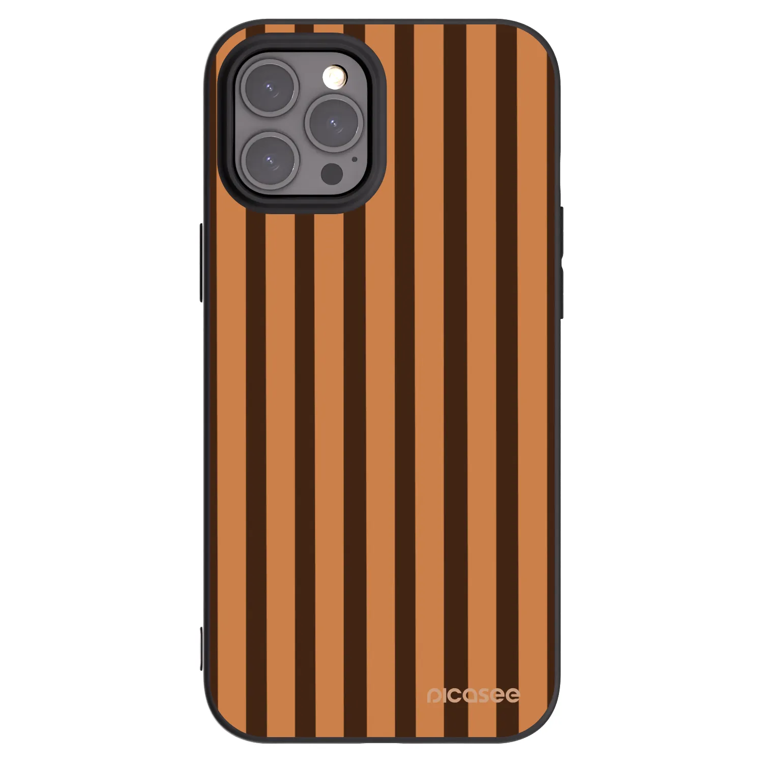 Picasee crna silikonska maskica za Apple iPhone 12 Pro Max - Caramel lines