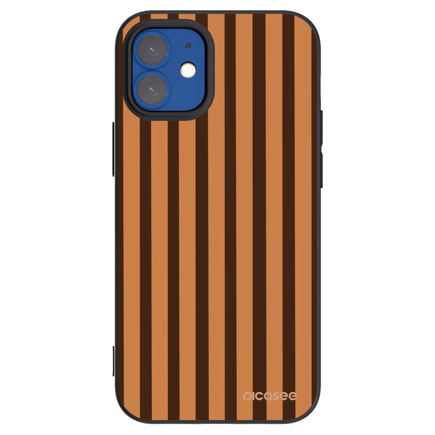 Picasee crna silikonska maskica za Apple iPhone 12 mini - Caramel lines