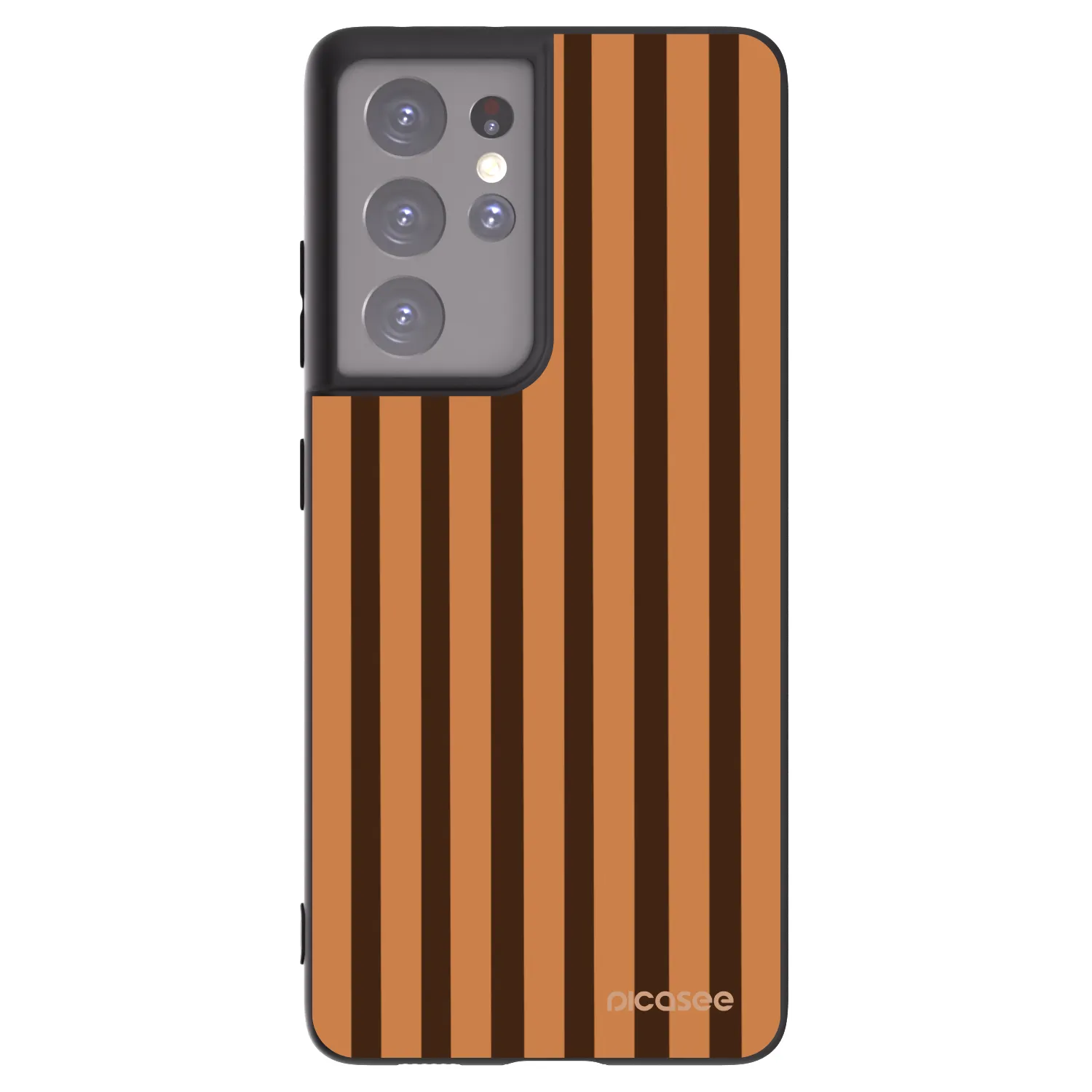 Picasee crna silikonska maskica za Samsung Galaxy S21 Ultra 5G G998B - Caramel lines