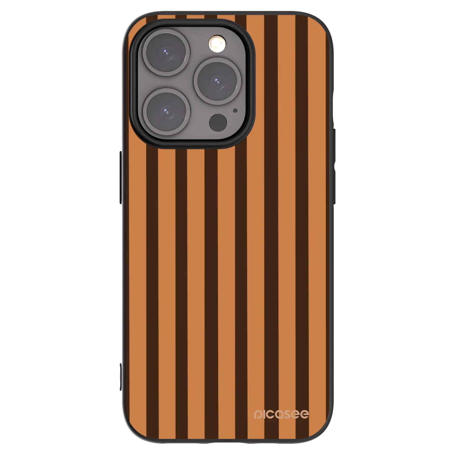 Picasee crna silikonska maskica za Apple iPhone 15 Pro - Caramel lines