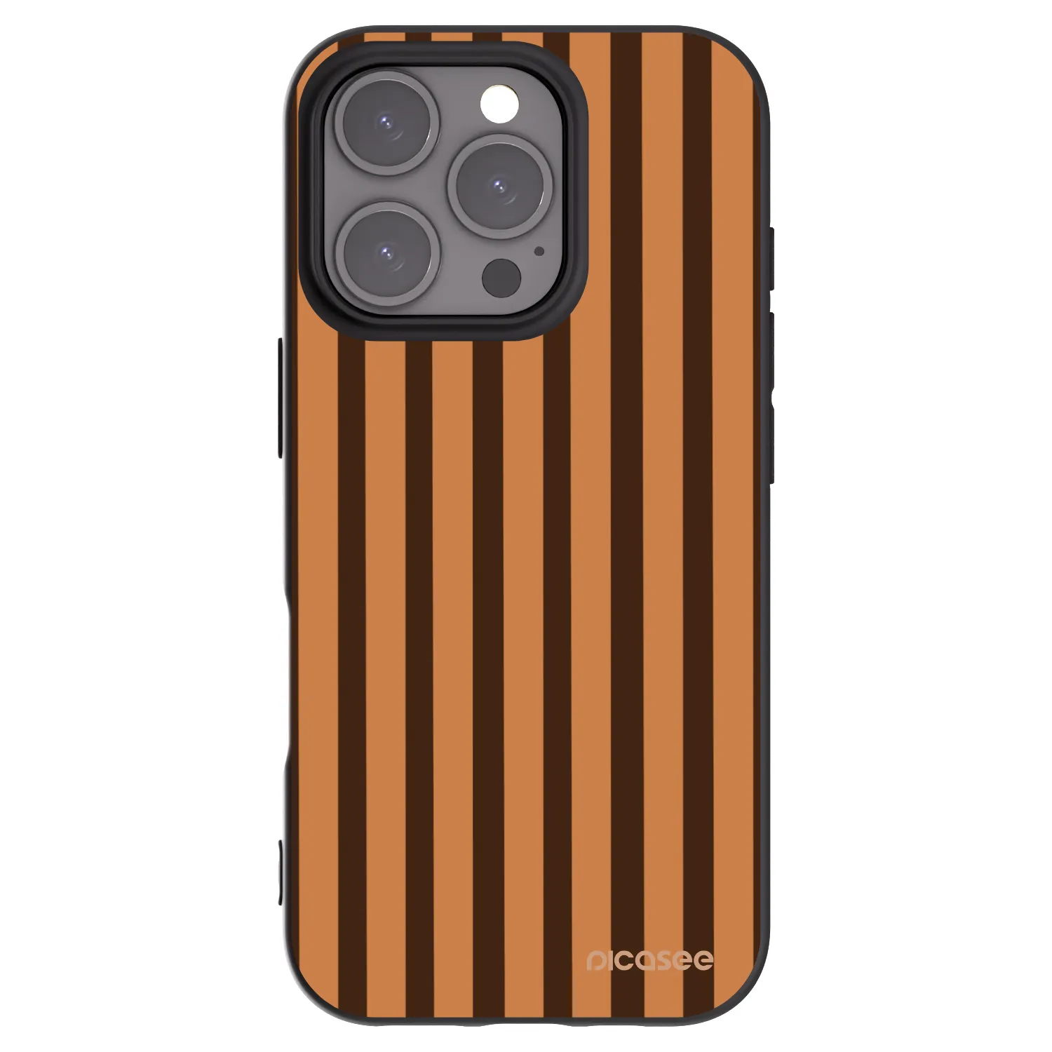 Picasee crna silikonska maskica za Apple iPhone 16 Pro - Caramel lines