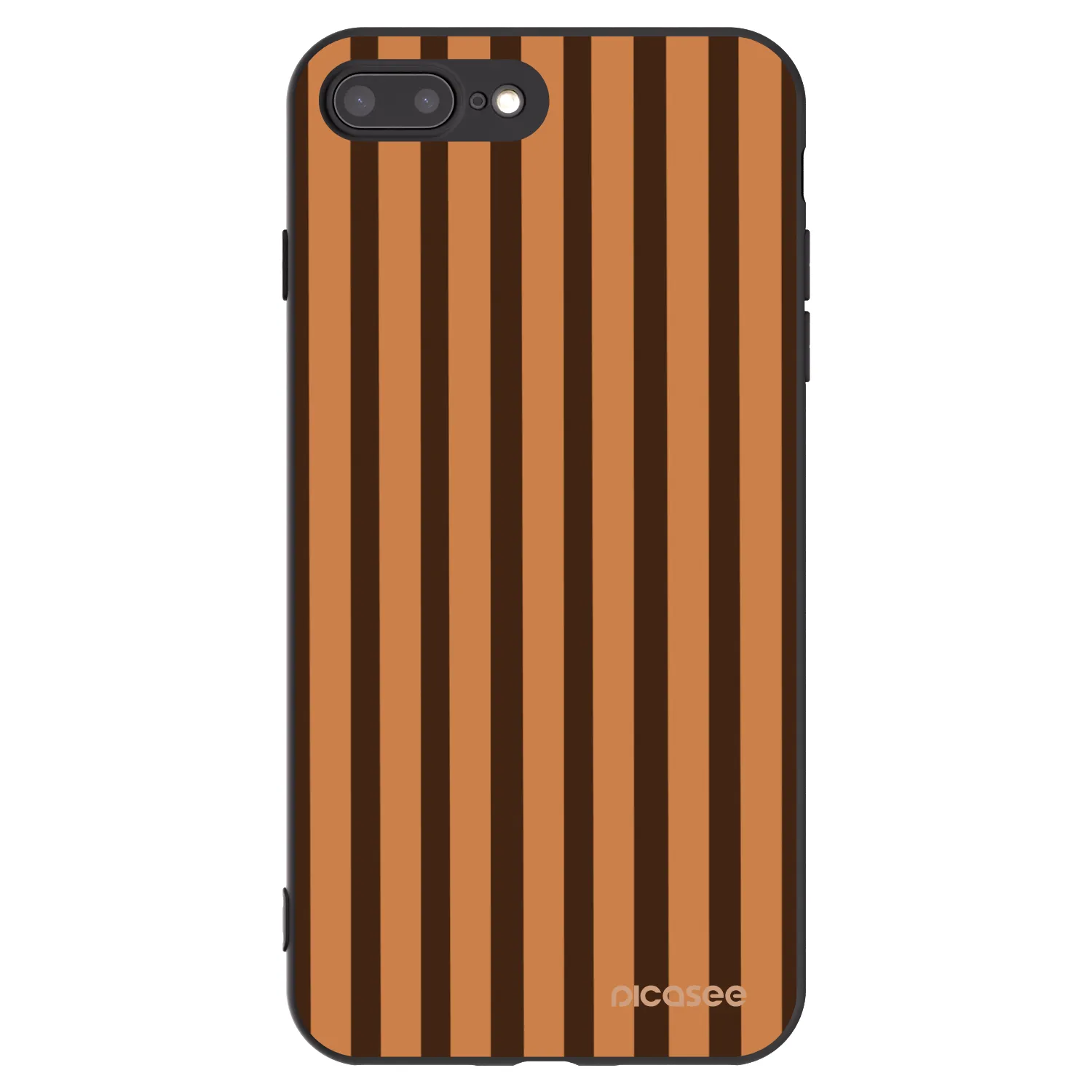 Picasee crna silikonska maskica za Apple iPhone 8 Plus - Caramel lines