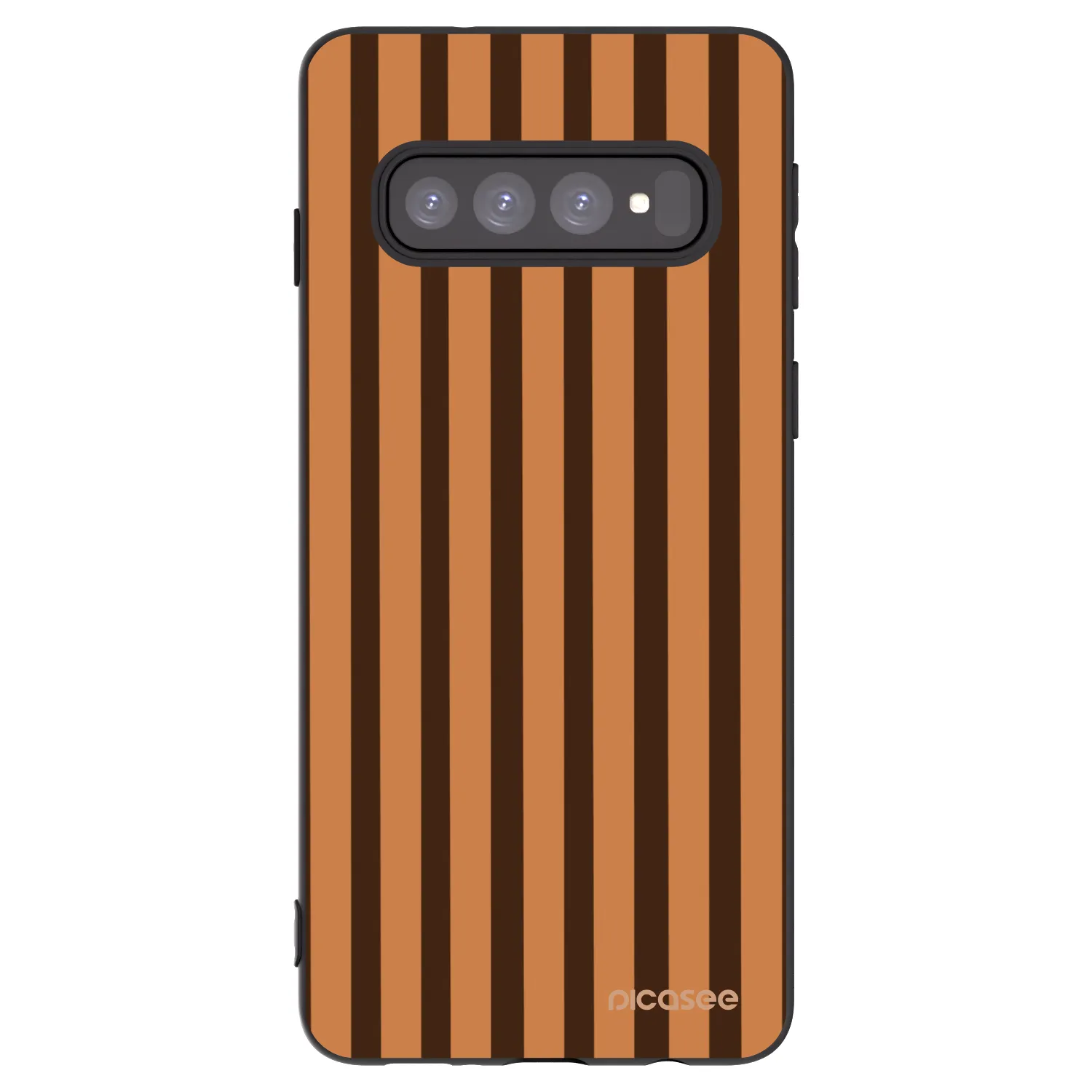 Picasee crna silikonska maskica za Samsung Galaxy S10 G973 - Caramel lines