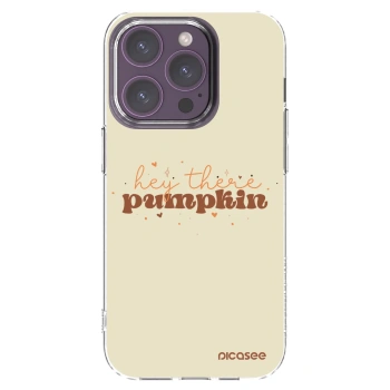 Picasee silikonska prozirna maskica za Apple iPhone 14 Pro - Hey there pumpkin