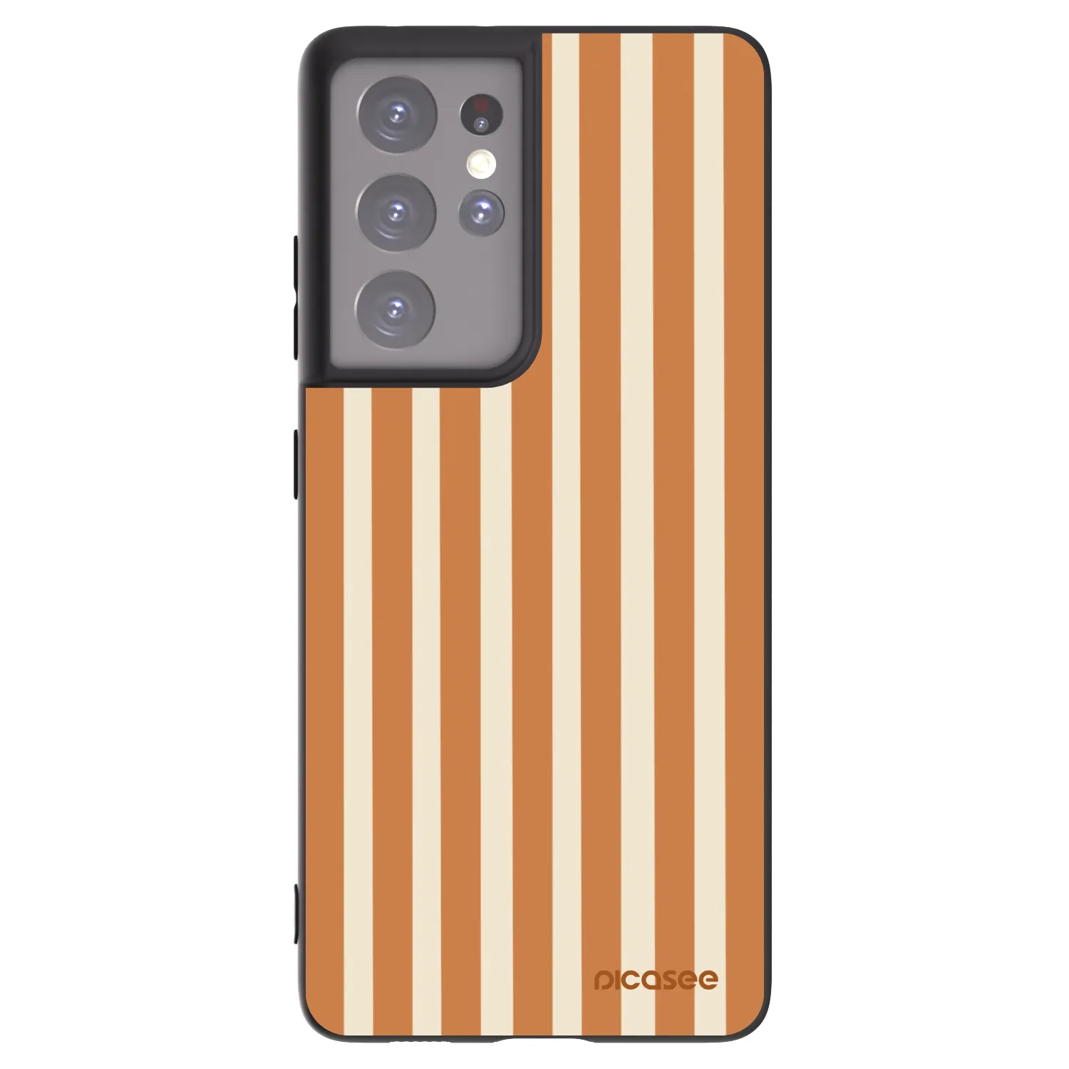 Picasee crna silikonska maskica za Samsung Galaxy S21 Ultra 5G G998B - Orange lines