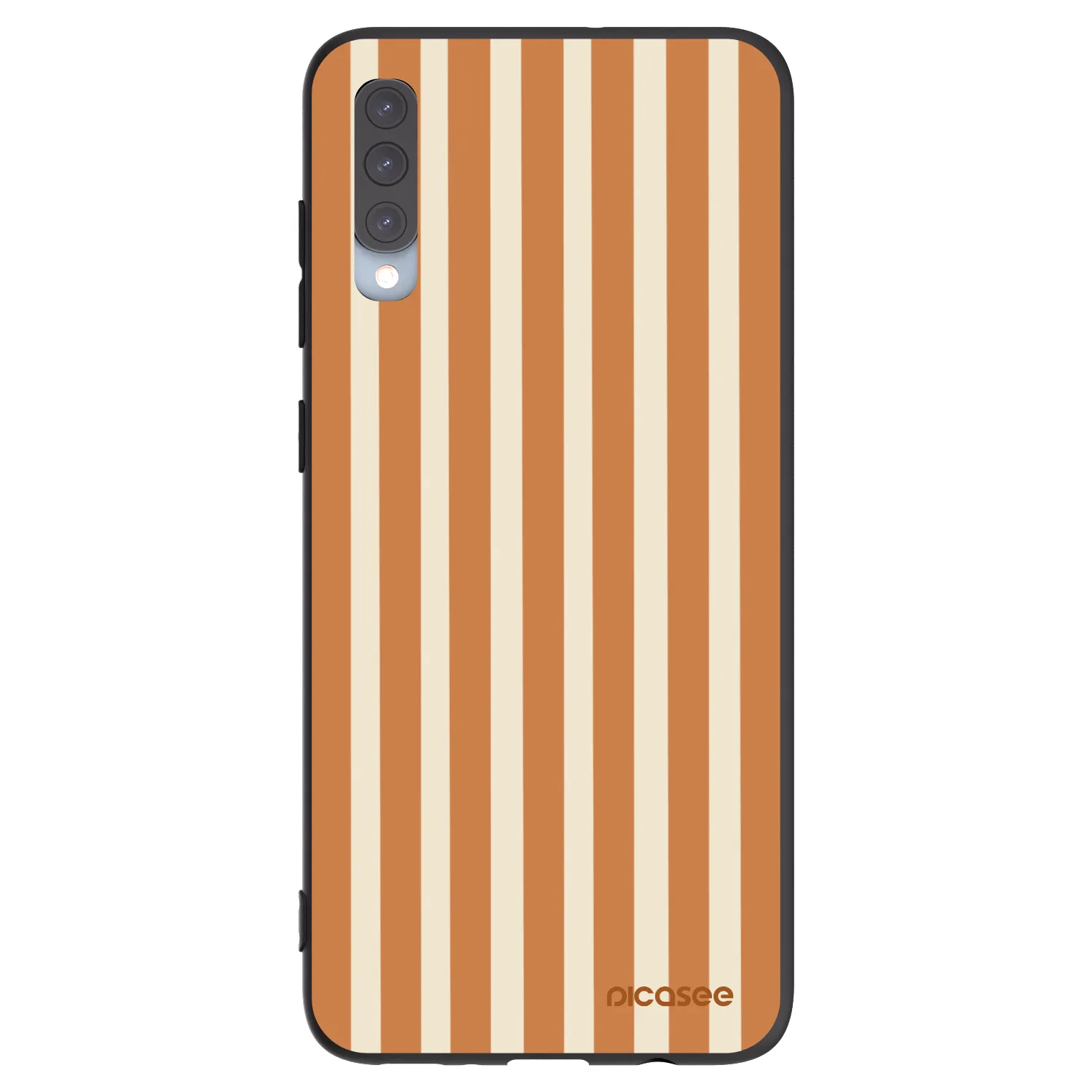 Picasee crna silikonska maskica za Samsung Galaxy A70 A705F - Orange lines