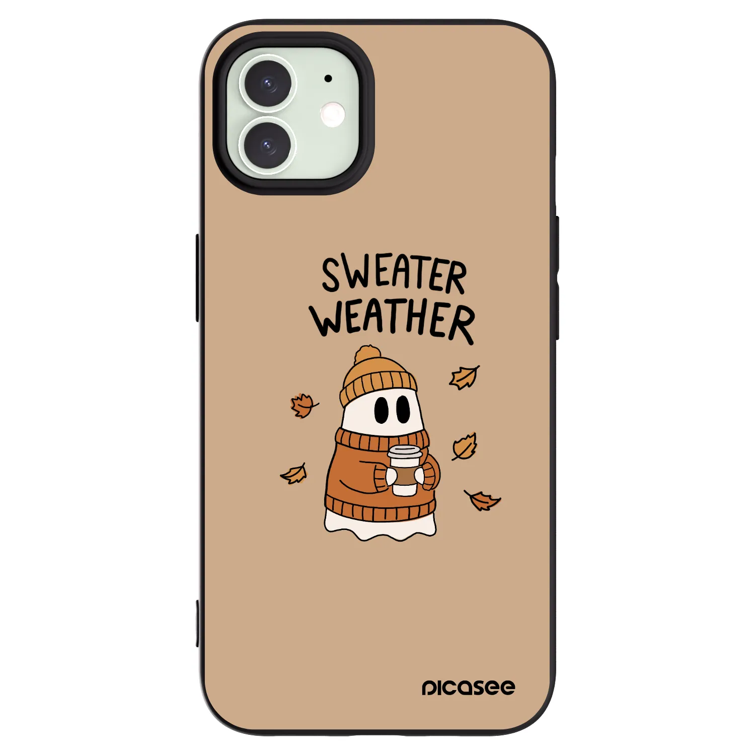 Picasee crna silikonska maskica za Apple iPhone 12 - Sweater ghost
