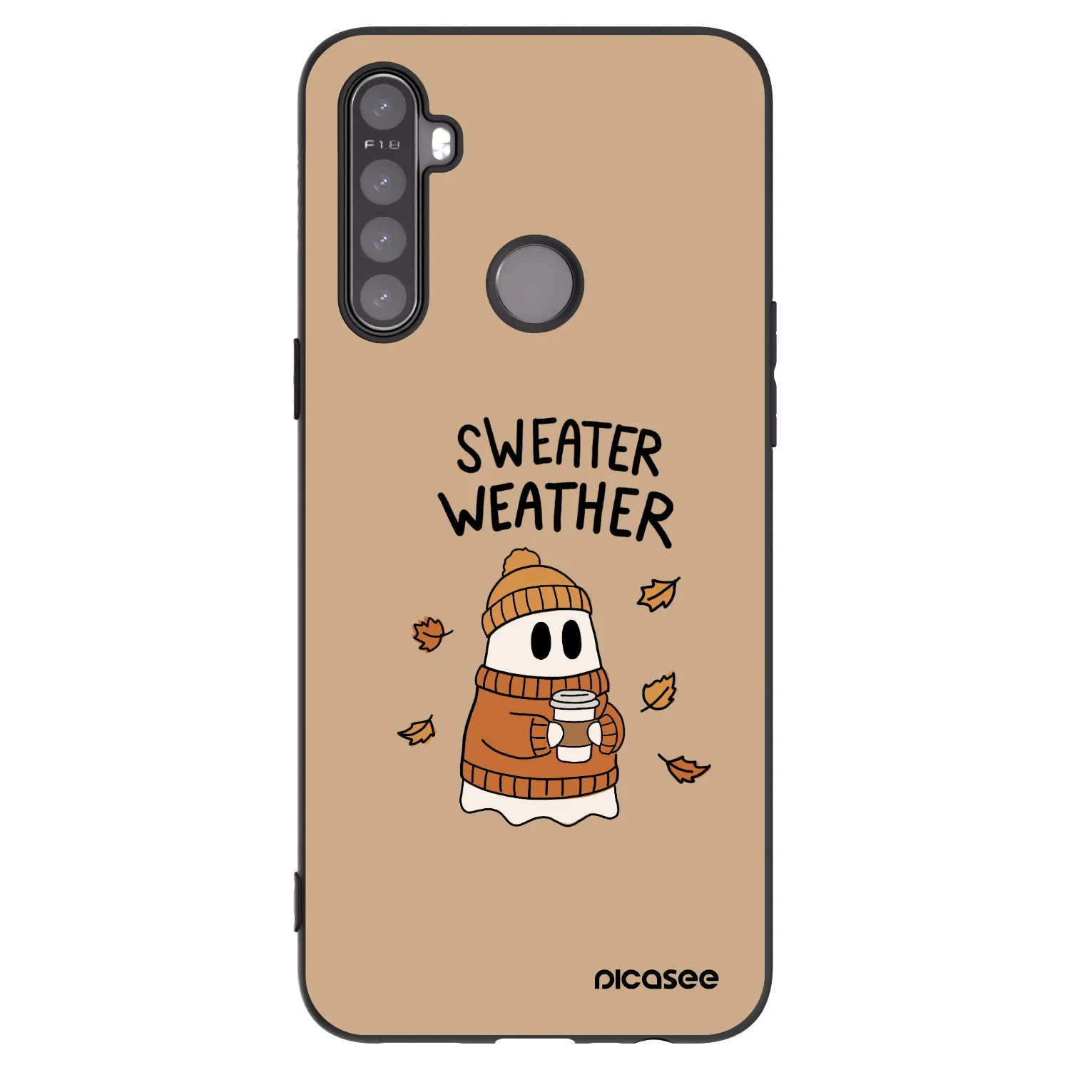 Picasee crna silikonska maskica za Realme 5 - Sweater ghost