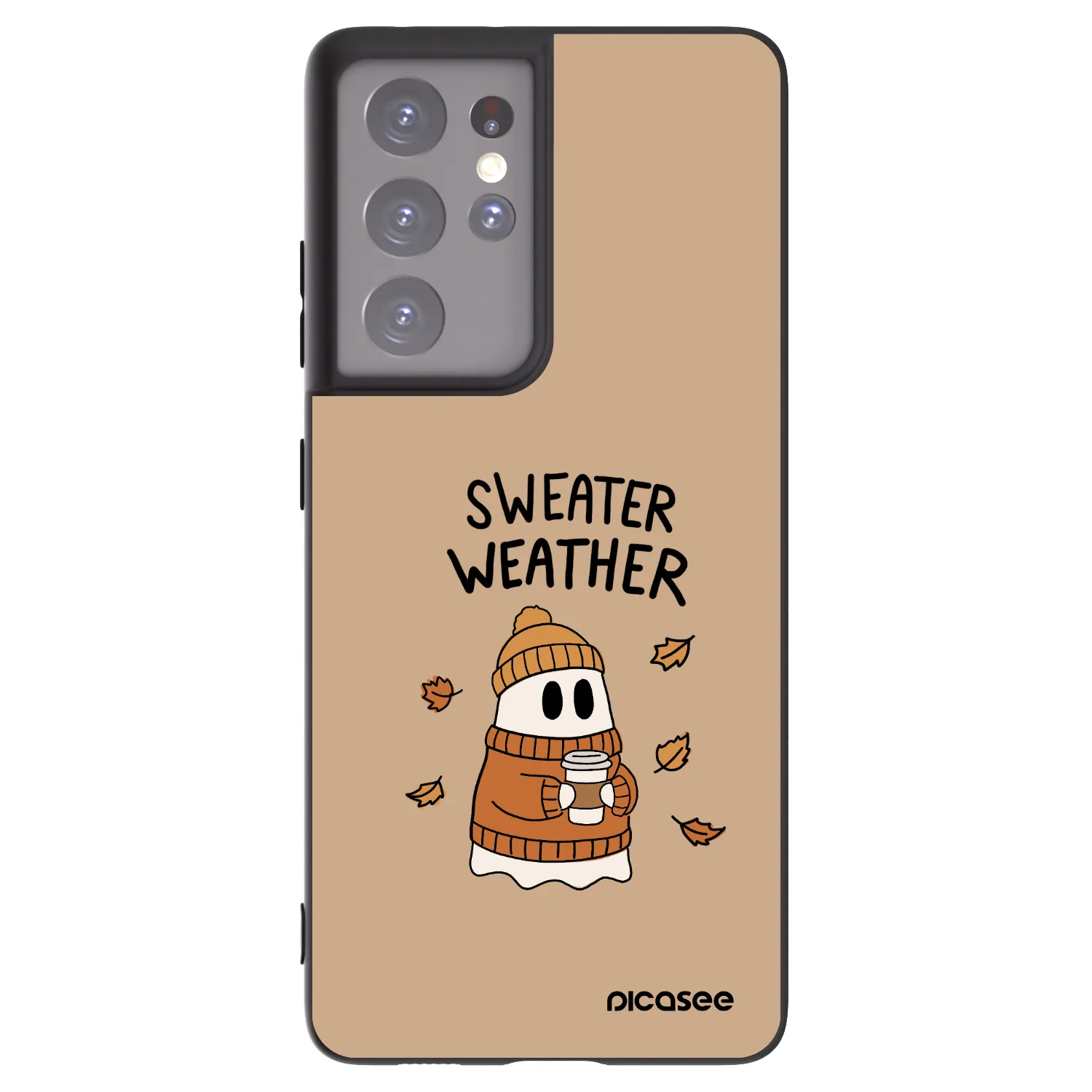 Picasee crna silikonska maskica za Samsung Galaxy S21 Ultra 5G G998B - Sweater ghost