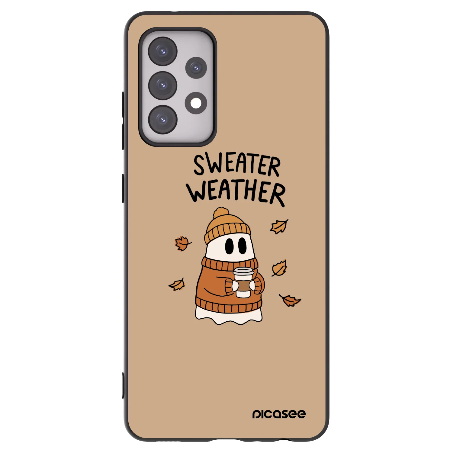 Picasee crna silikonska maskica za Samsung Galaxy A52 5G A525F - Sweater ghost
