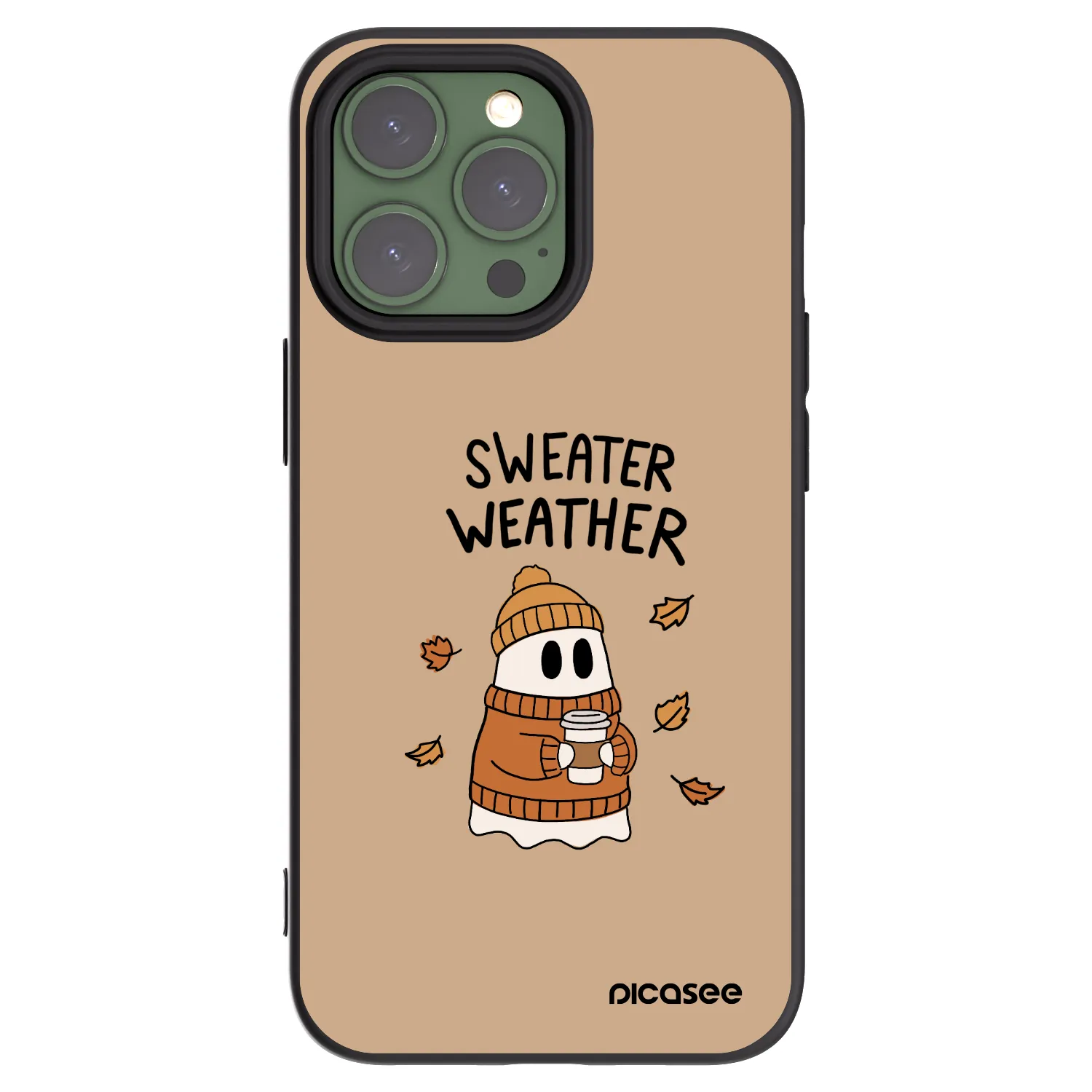Picasee crna silikonska maskica za Apple iPhone 13 Pro - Sweater ghost