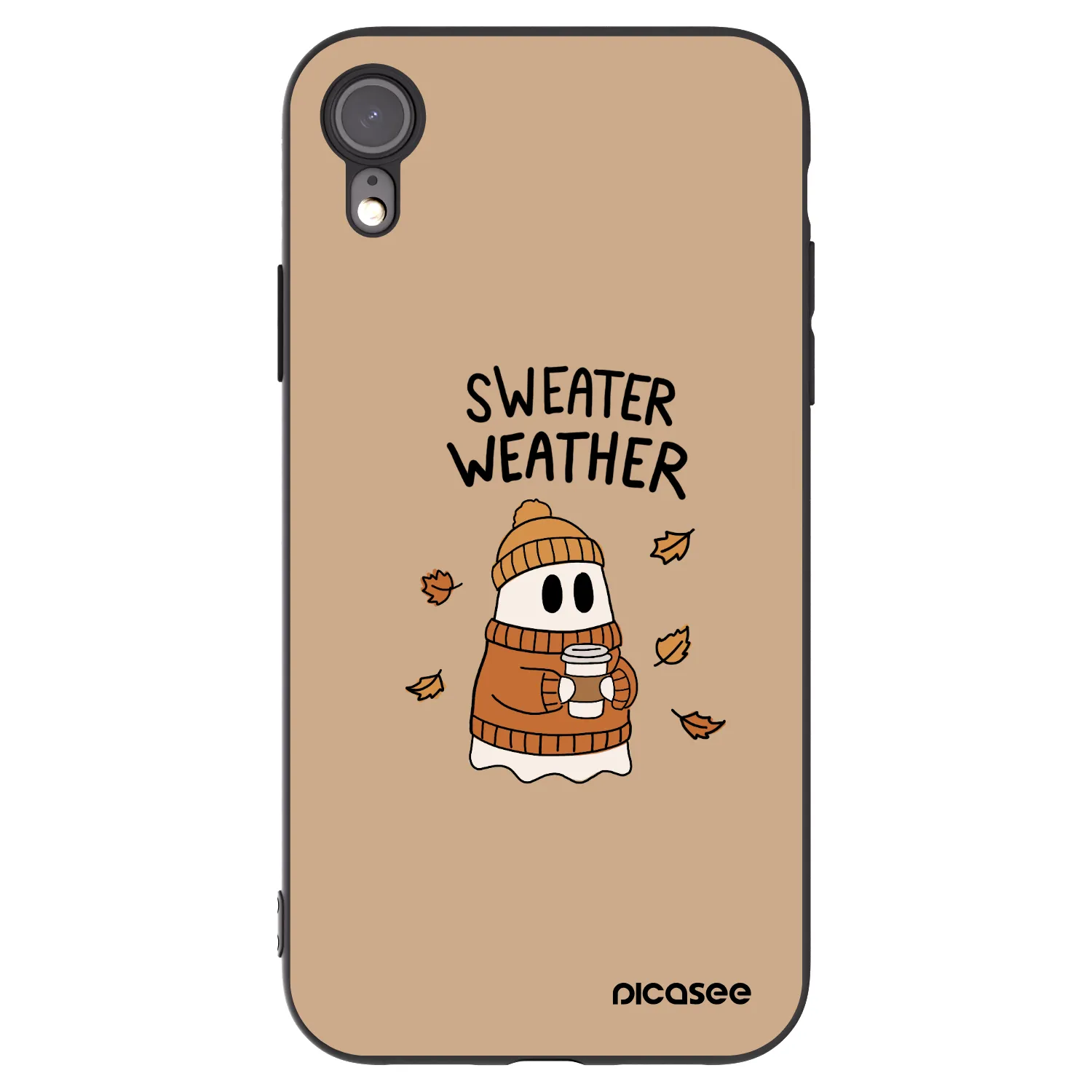 Picasee crna silikonska maskica za Apple iPhone XR - Sweater ghost