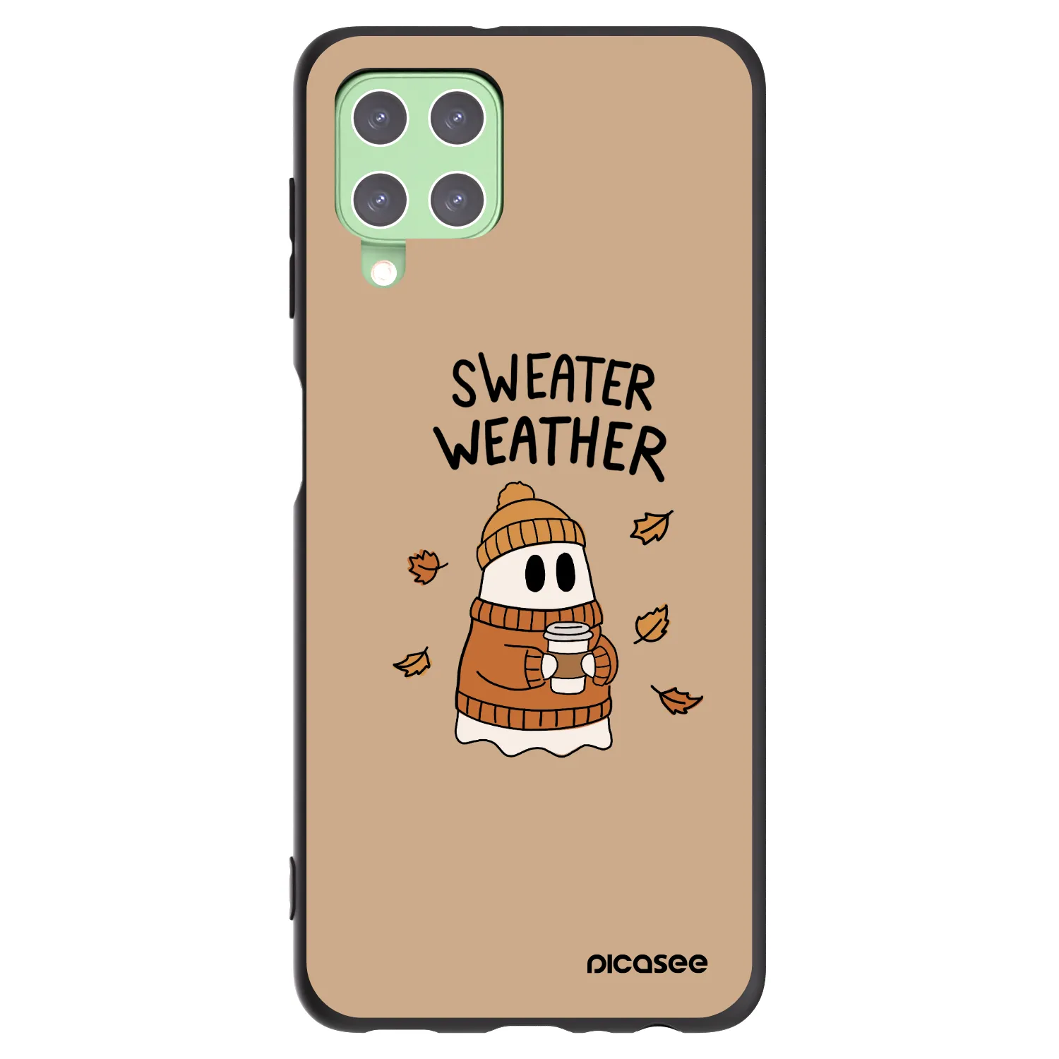 Picasee crna silikonska maskica za Samsung Galaxy A22 A225F 4G - Sweater ghost